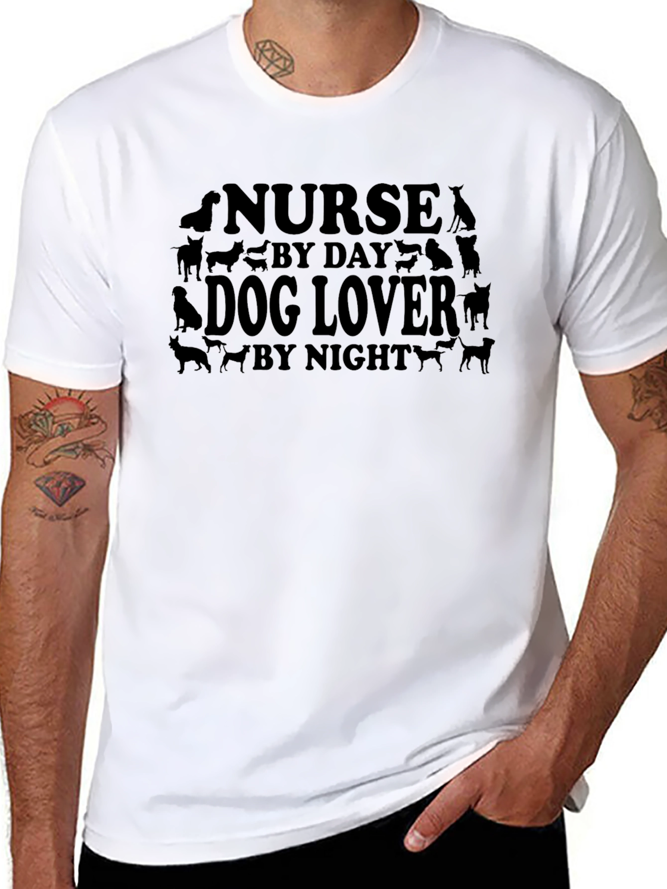 Black Nurse By Day Dog Lover By Night T-Shirt view 8