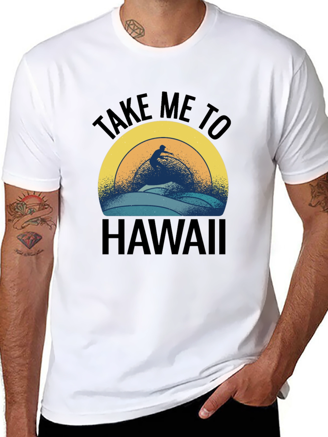 Black Take Me To Hawaii Surfer Graphic T-Shirt view 8
