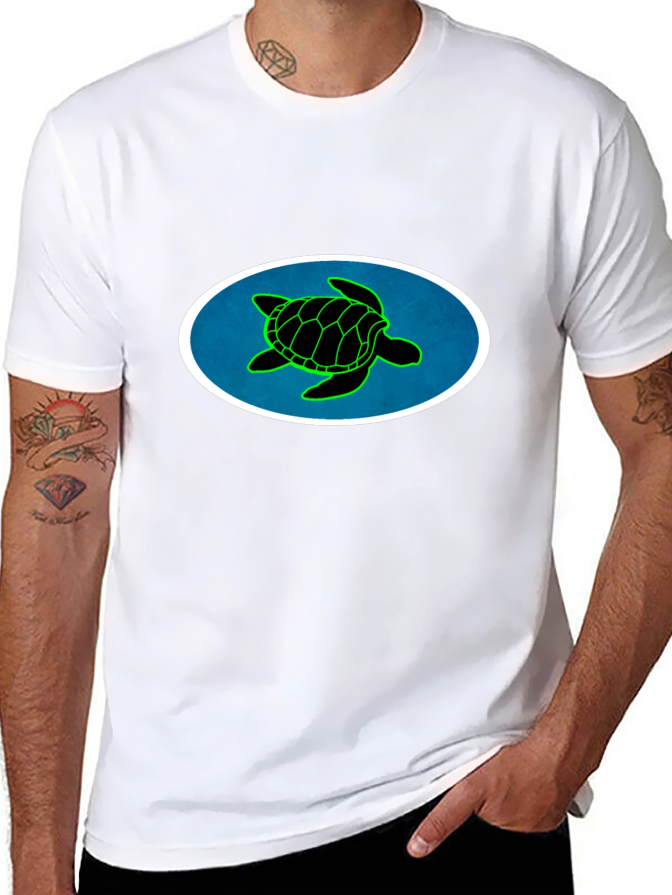 Black Turtle Graphic Tee - Black Cotton Blend view 8