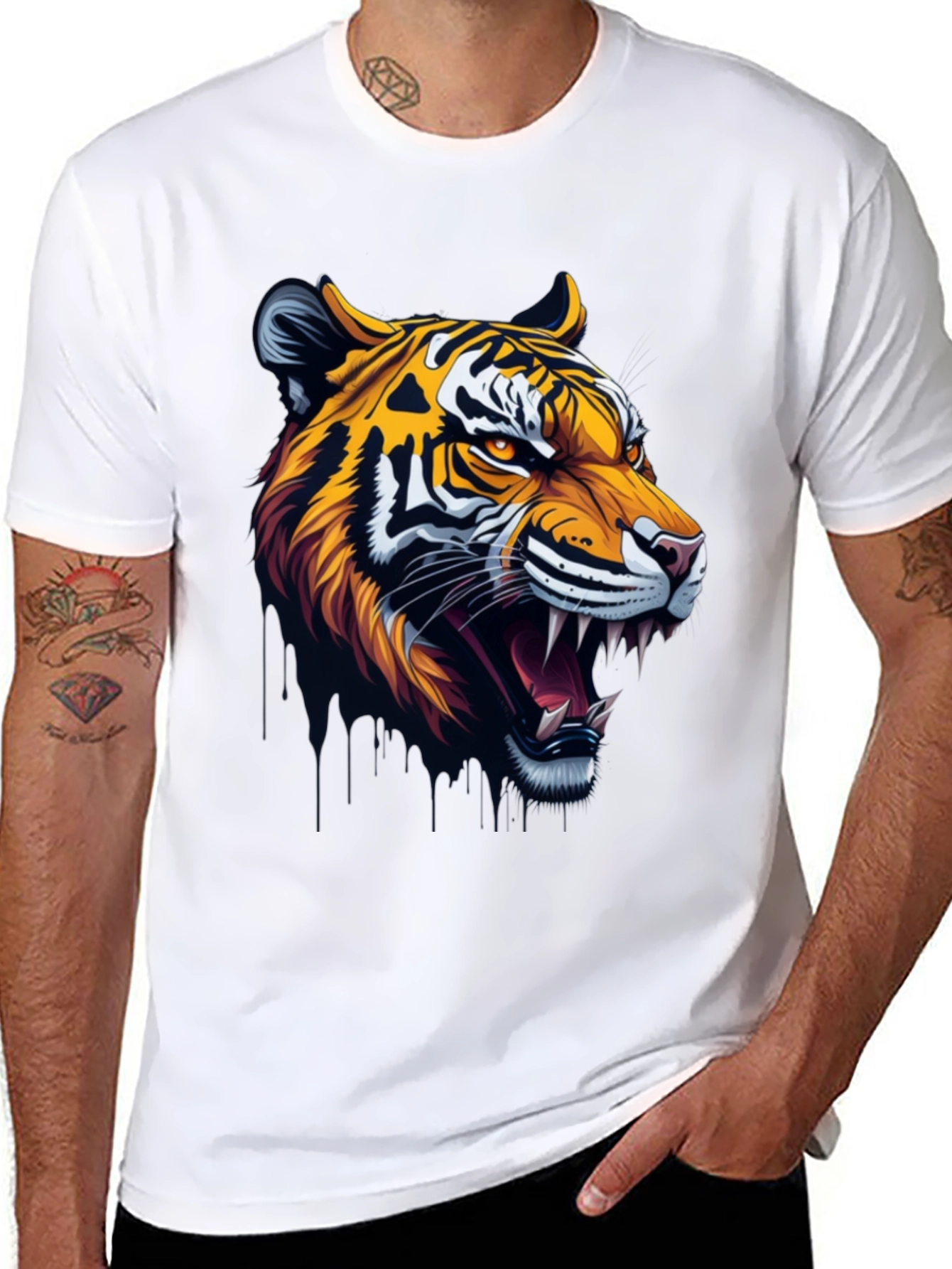 Black Tiger Graphic T-Shirt - Bold Black Tee view 8