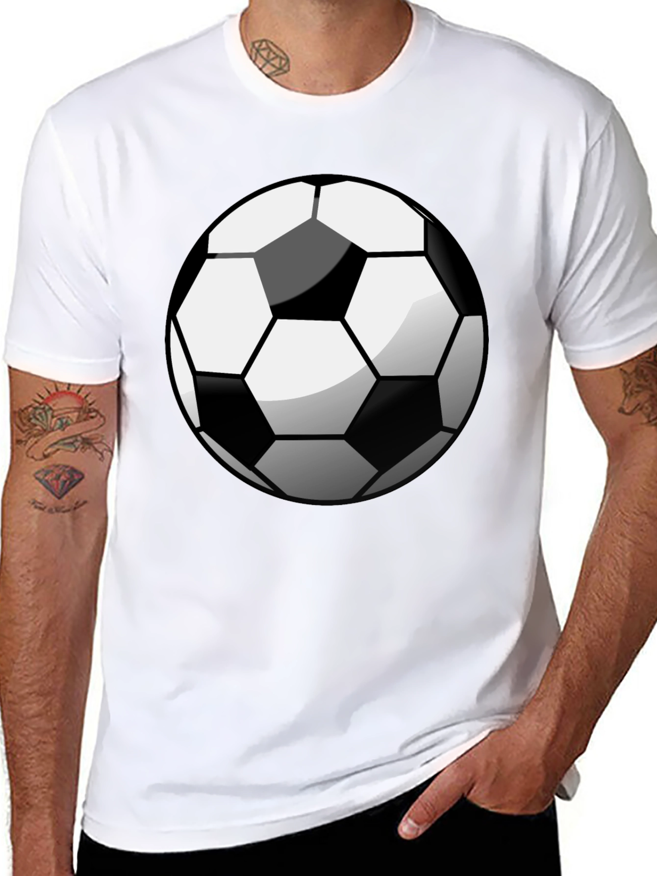 Black Soccer Ball Graphic Tee - Black Cotton T-Shirt view 8