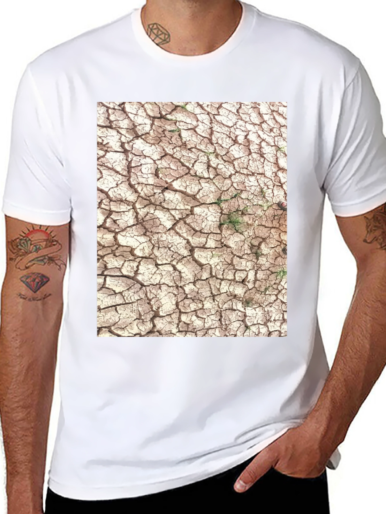 Black Cracked Earth Graphic Tee - Modern Black T-Shirt view 8