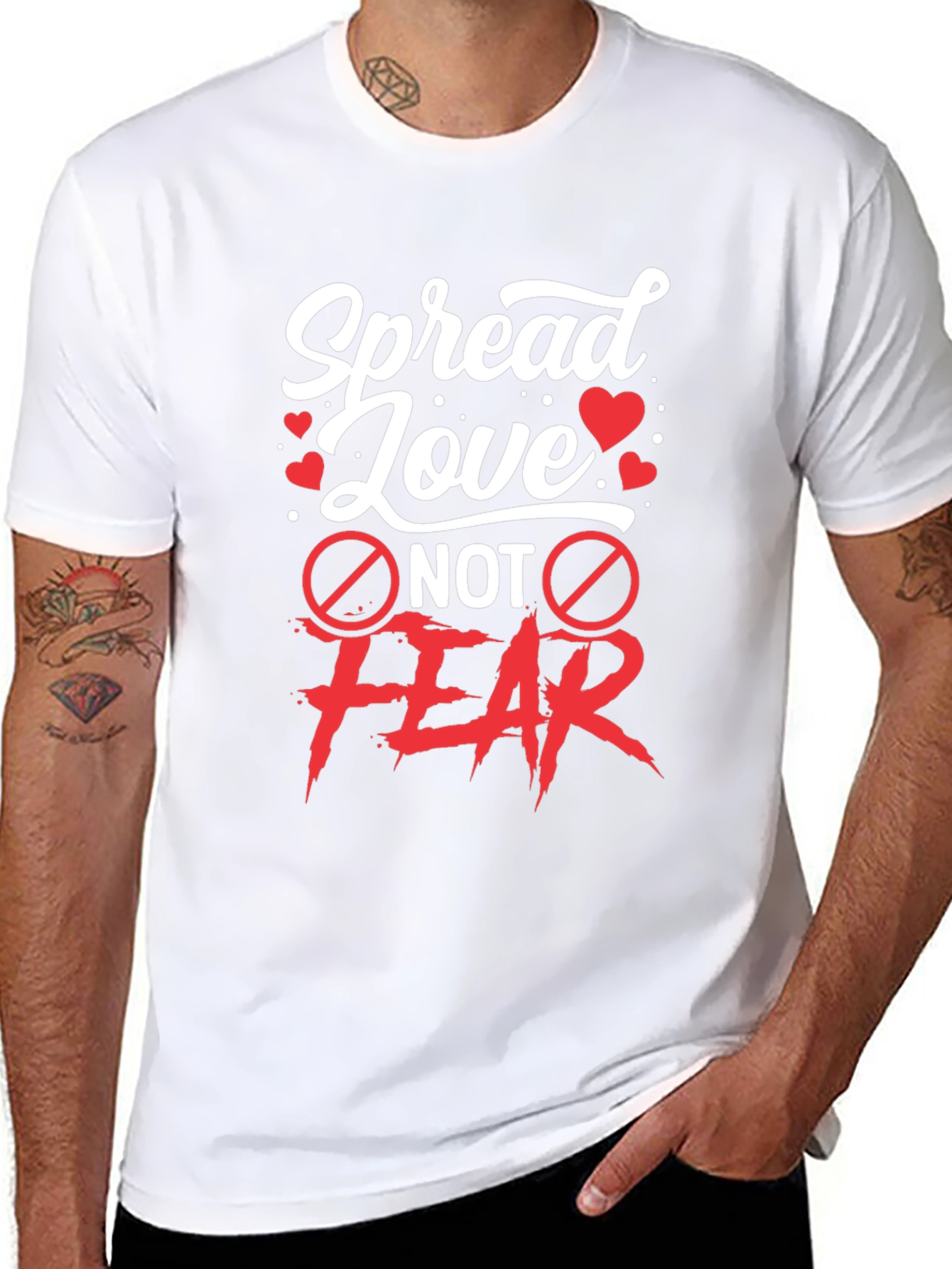 Black Spread Love Not Fear Graphic T-Shirt view 8