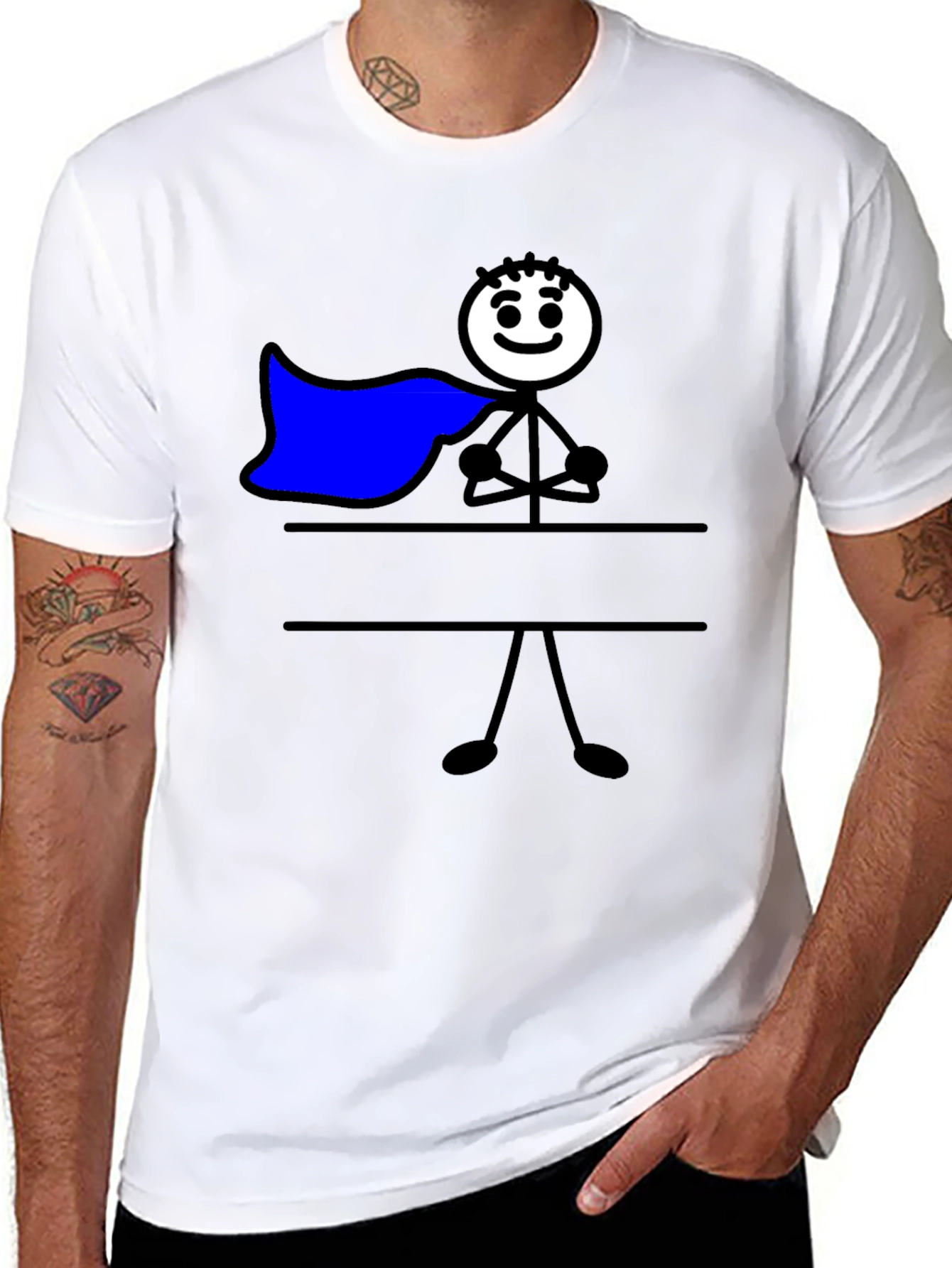 Black Superhero Stick Figure Graphic Tee - Mens Black T-Shirt view 8