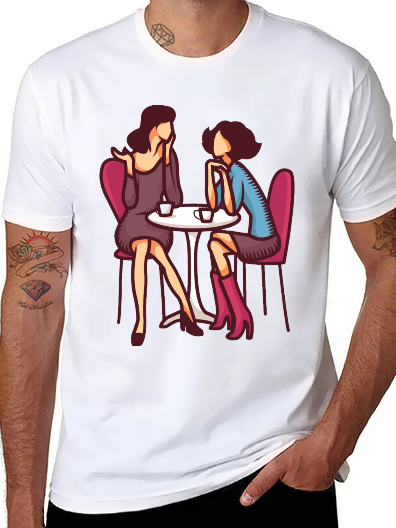 Cafe Conversation Graphic T-Shirt - 8