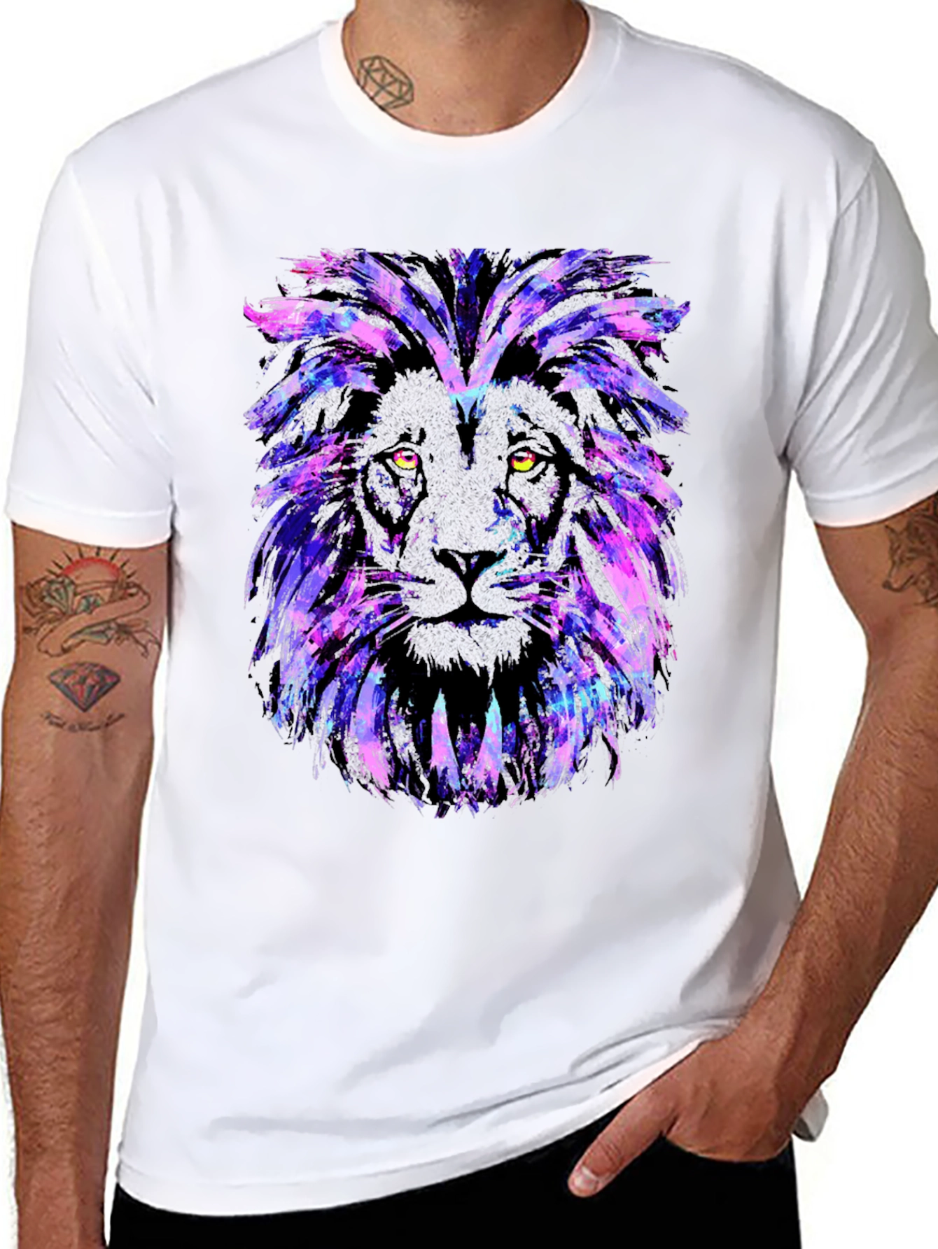 Black Galaxy Lion Graphic Tee - Stylish Men's Black T-Shirt view 8