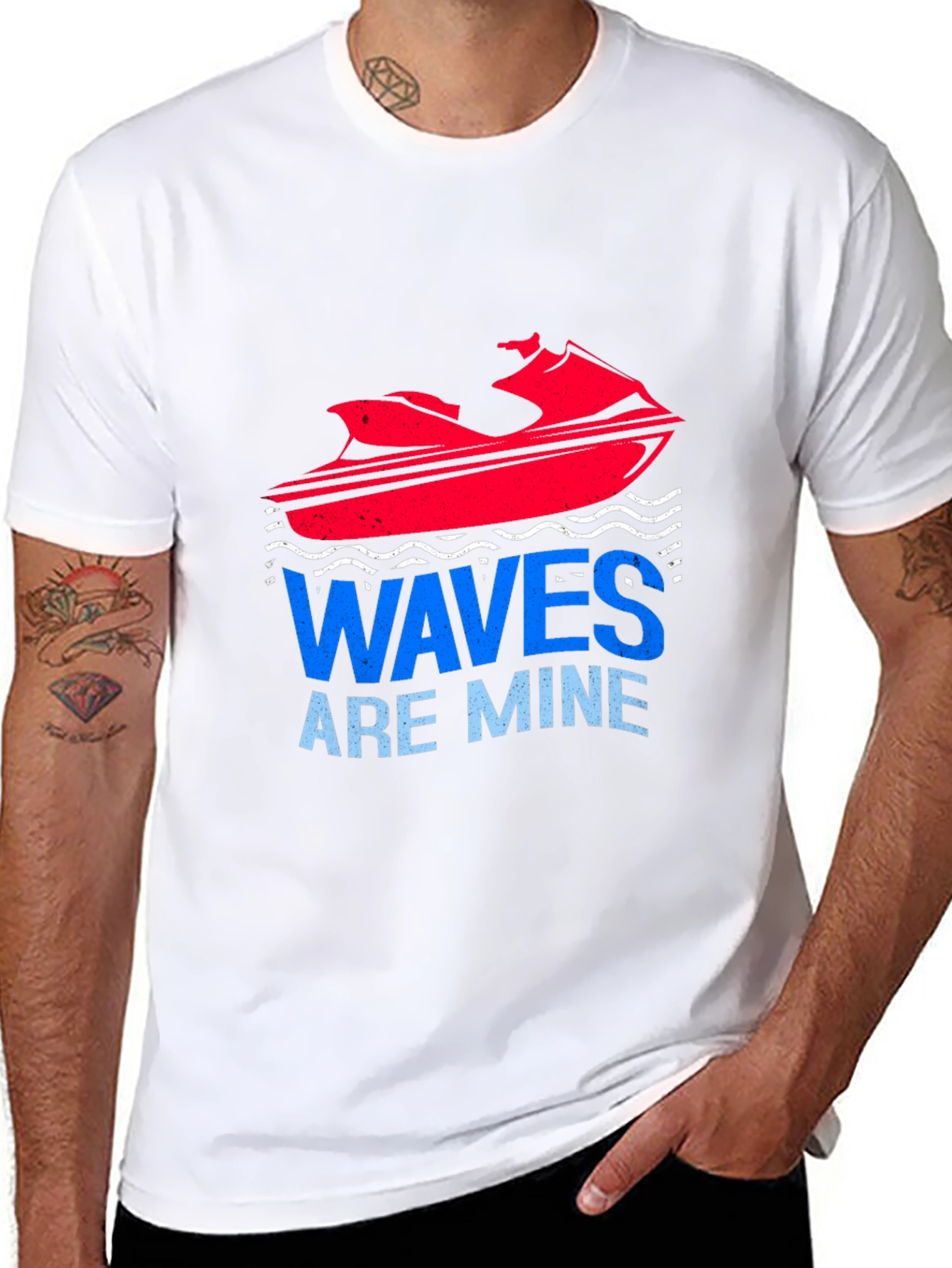 Black Waves Are Mine Graphic Tee - Jet Ski T-Shirt view 8