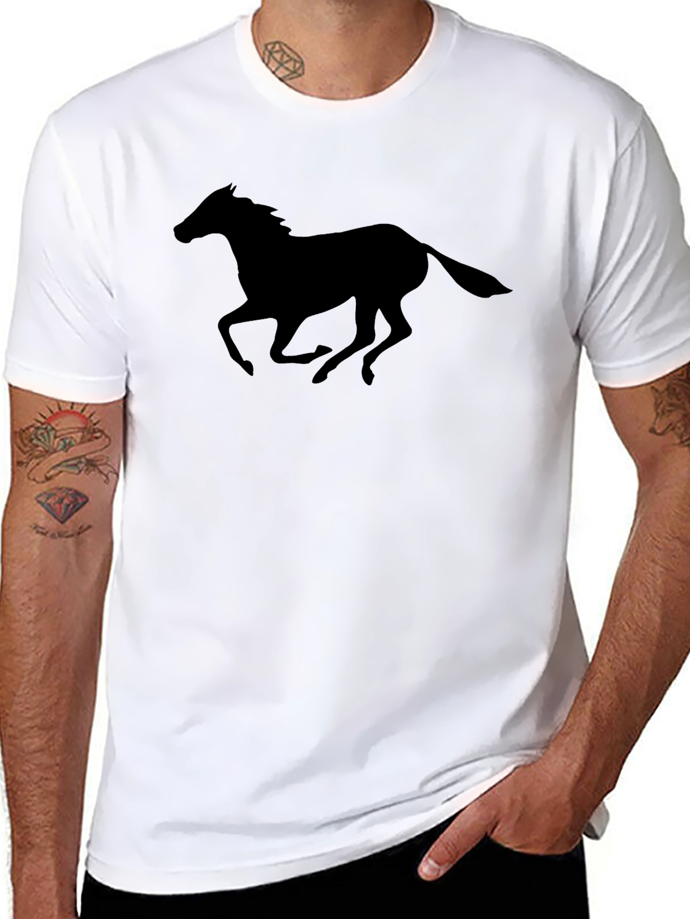 Black Black Horse Silhouette Graphic Tee - Unisex view 8