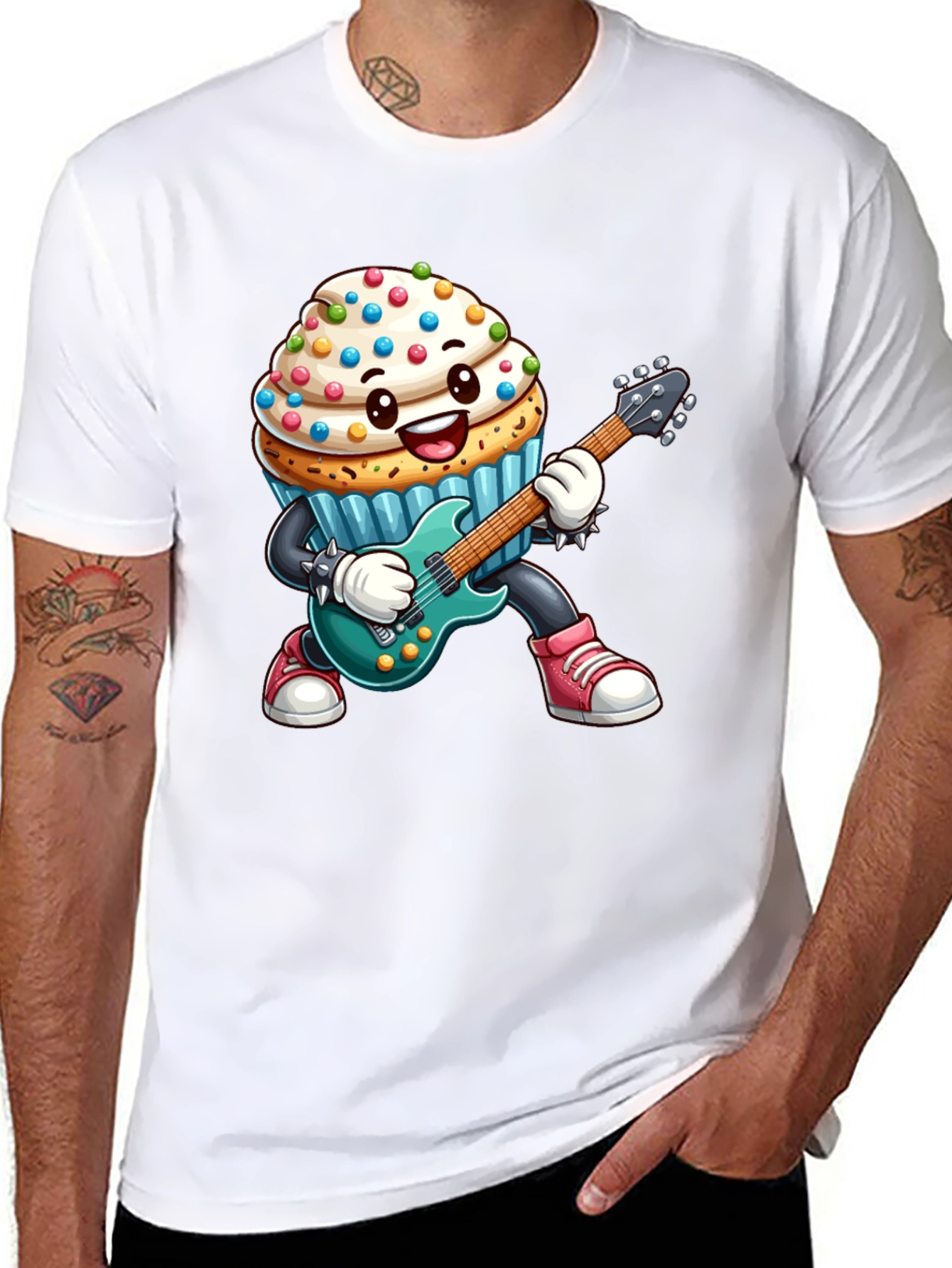 Black Cupcake Rocker Graphic Tee - Black Cotton T-Shirt view 8