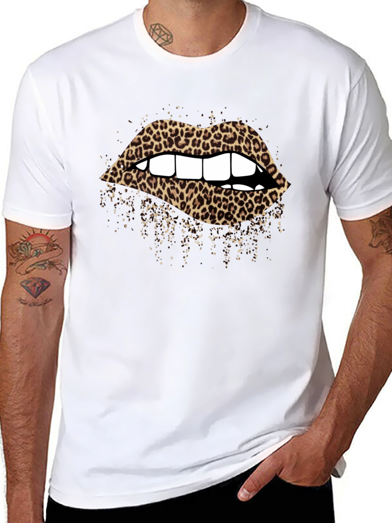 Black Leopard Lips Graphic T-Shirt - Black view 8