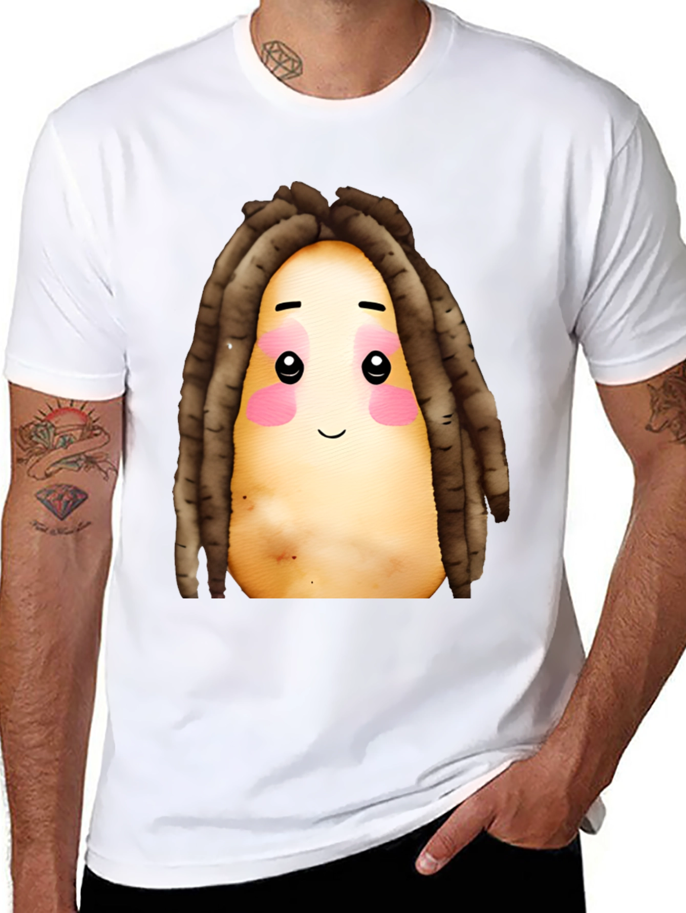 Black Potato Dreadlocks Graphic T-Shirt view 8