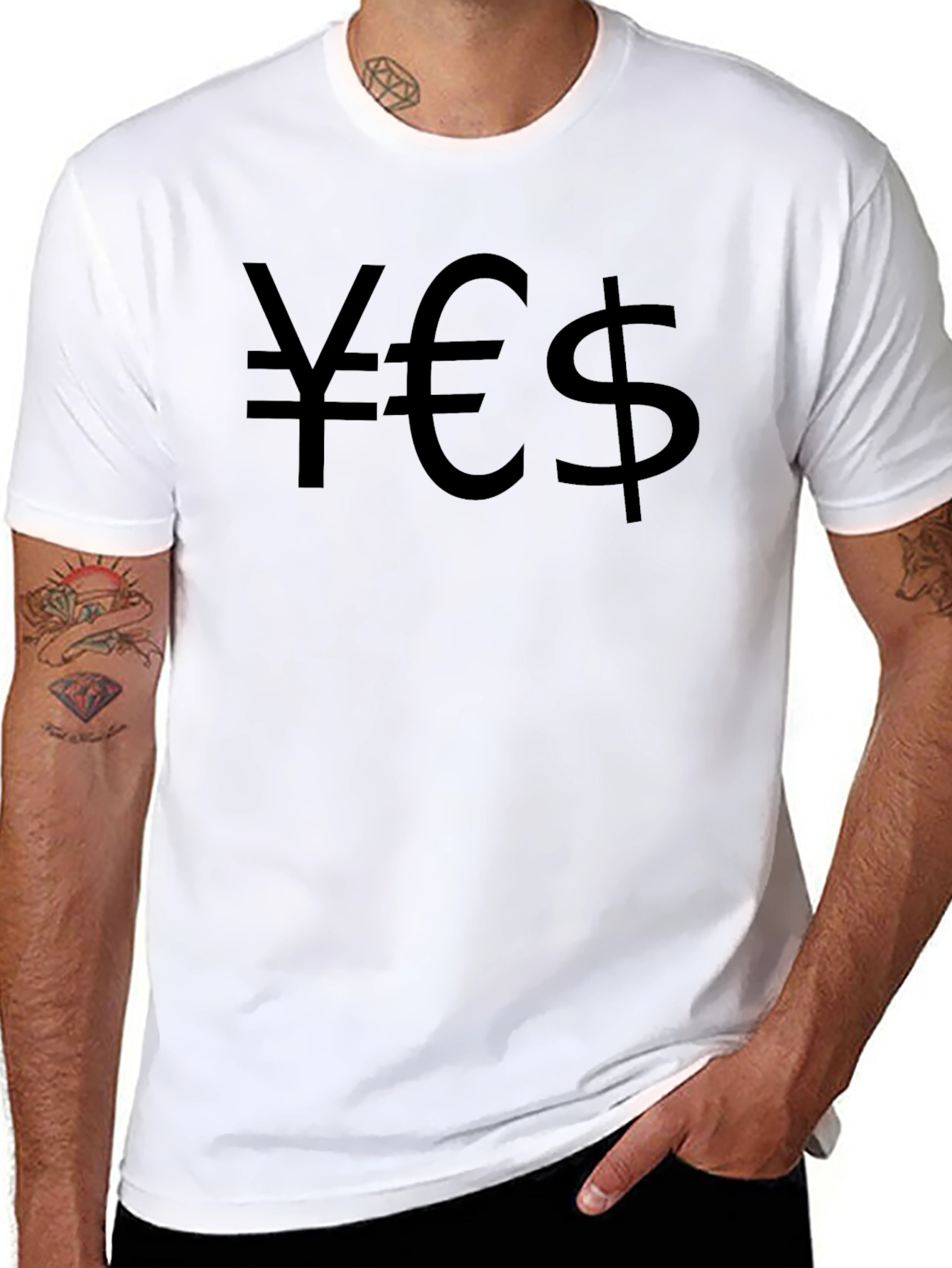 Black Yen, Euro, Dollar Black Graphic Tee view 8