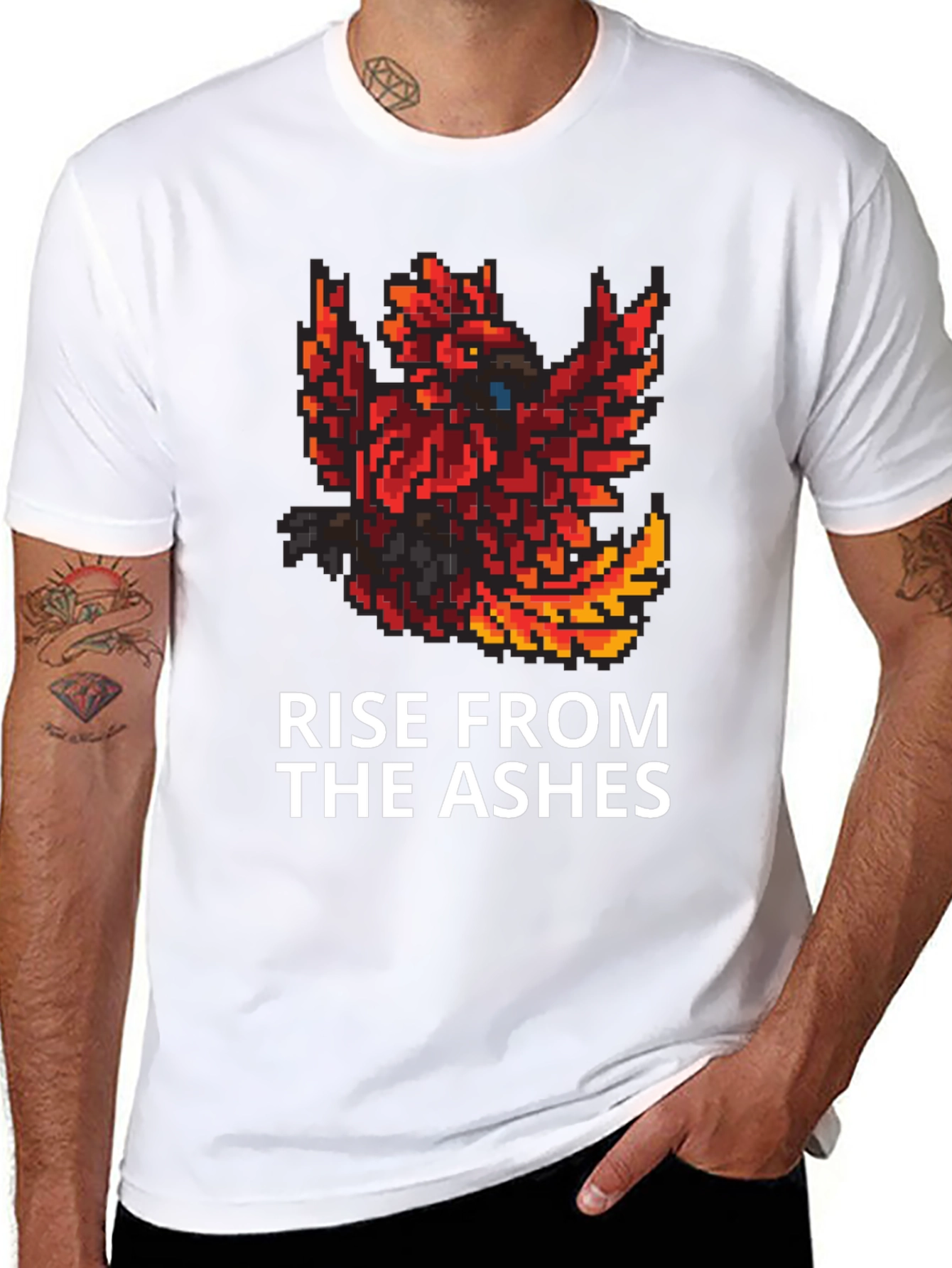 Black Rise From The Ashes Phoenix Graphic Tee view 8