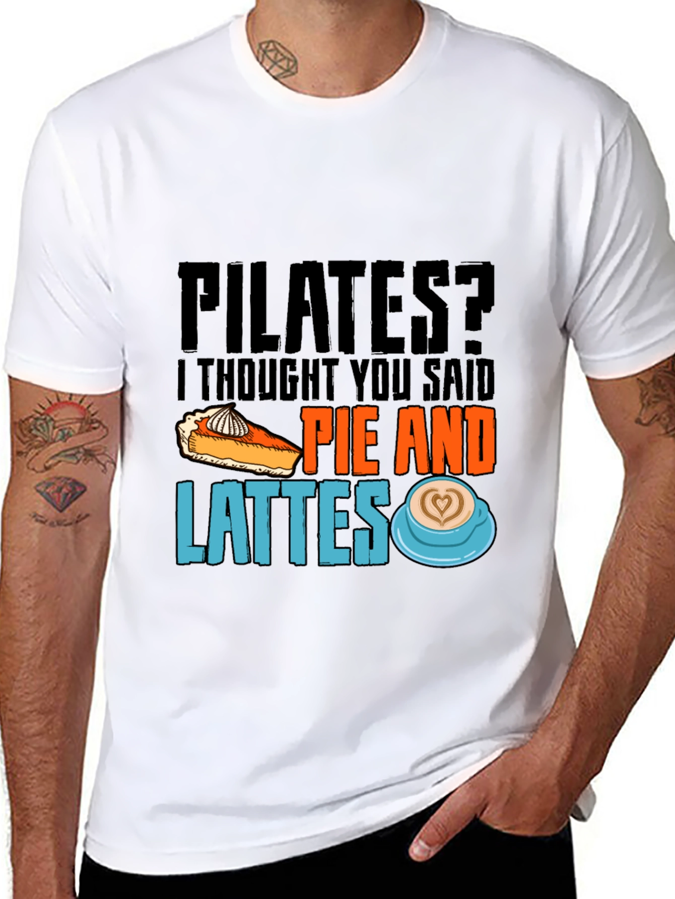 Black Pilates? Pie & Lattes T-Shirt Funny Workout Tee view 8