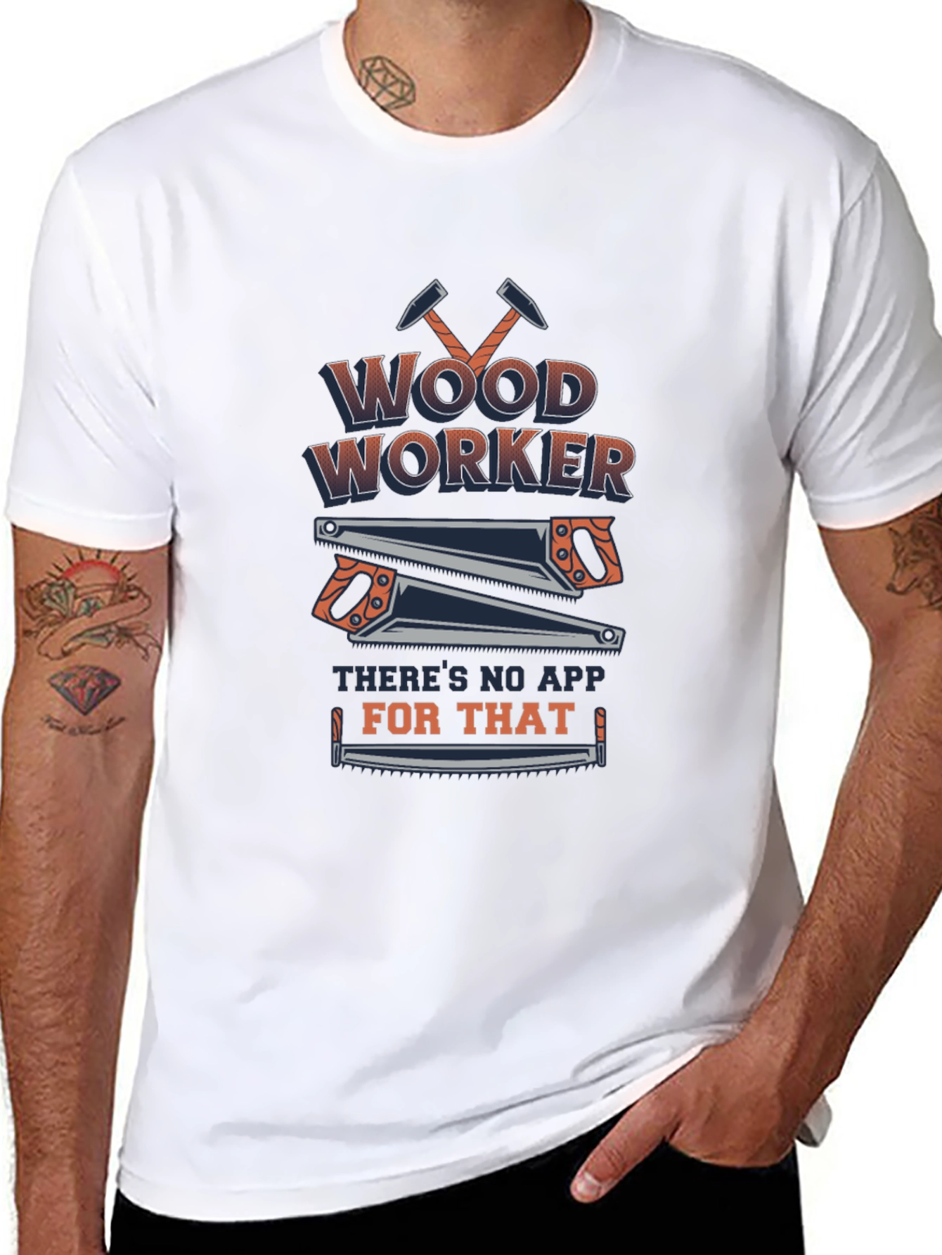 Black Woodworker No App T-Shirt - Black Cotton Blend view 8