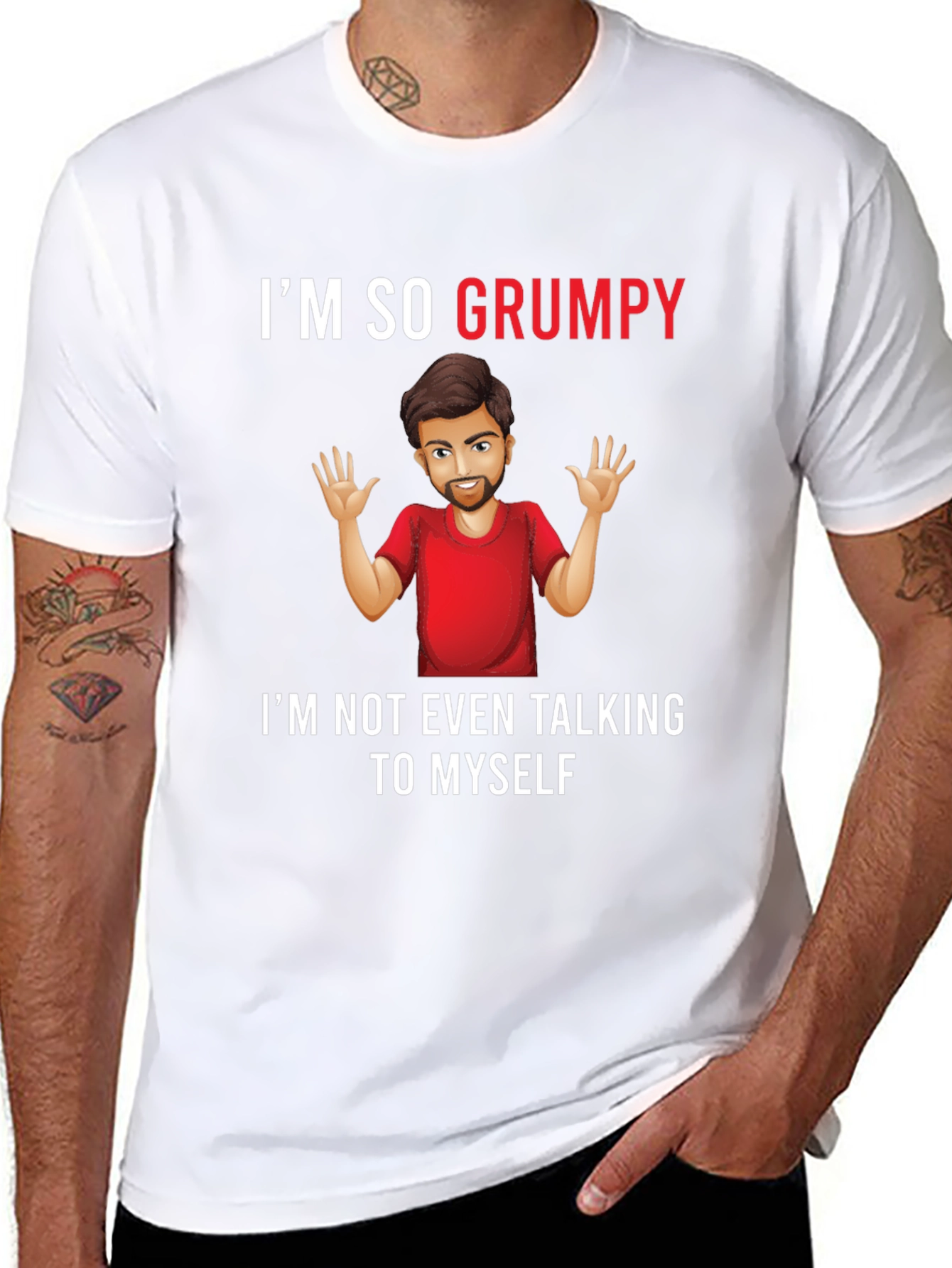 Black Grumpy Graphic Tee -  Humorous Mens T-Shirt view 8