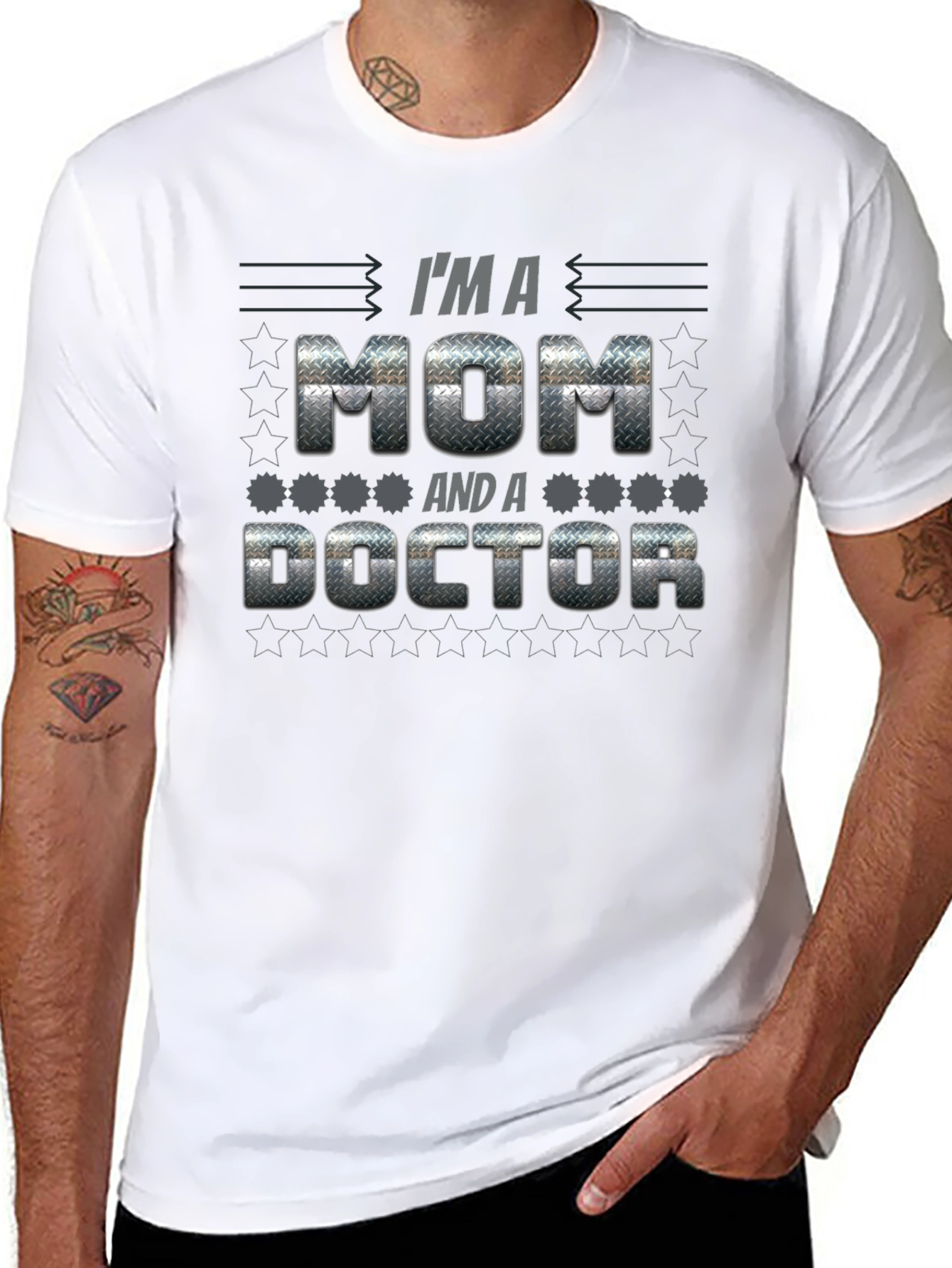 Black I'm A Mom and a Doctor Graphic T-Shirt view 8