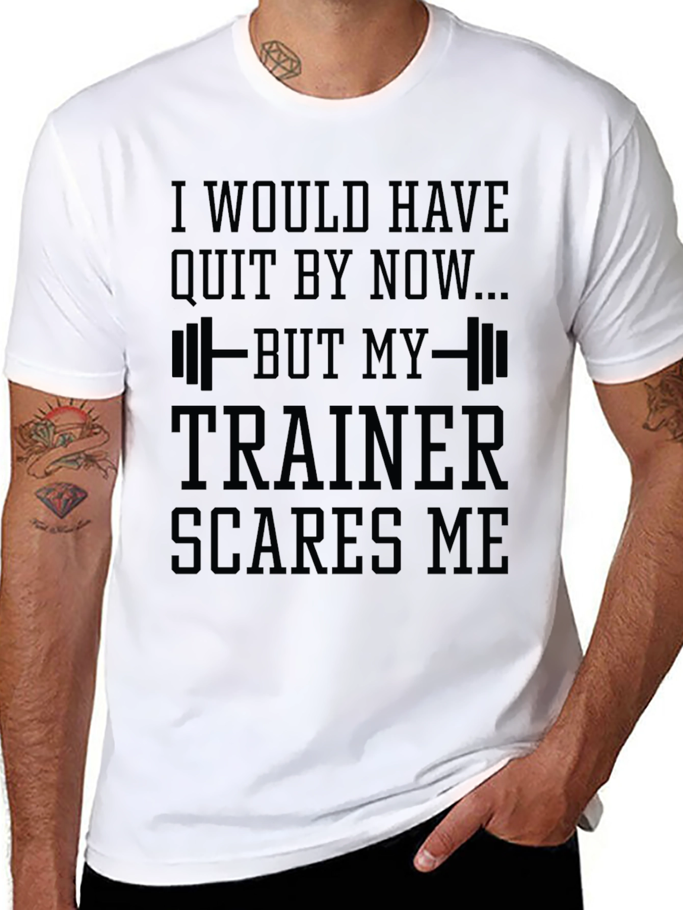 Black Trainer Scares Me Funny Gym T-Shirt view 8