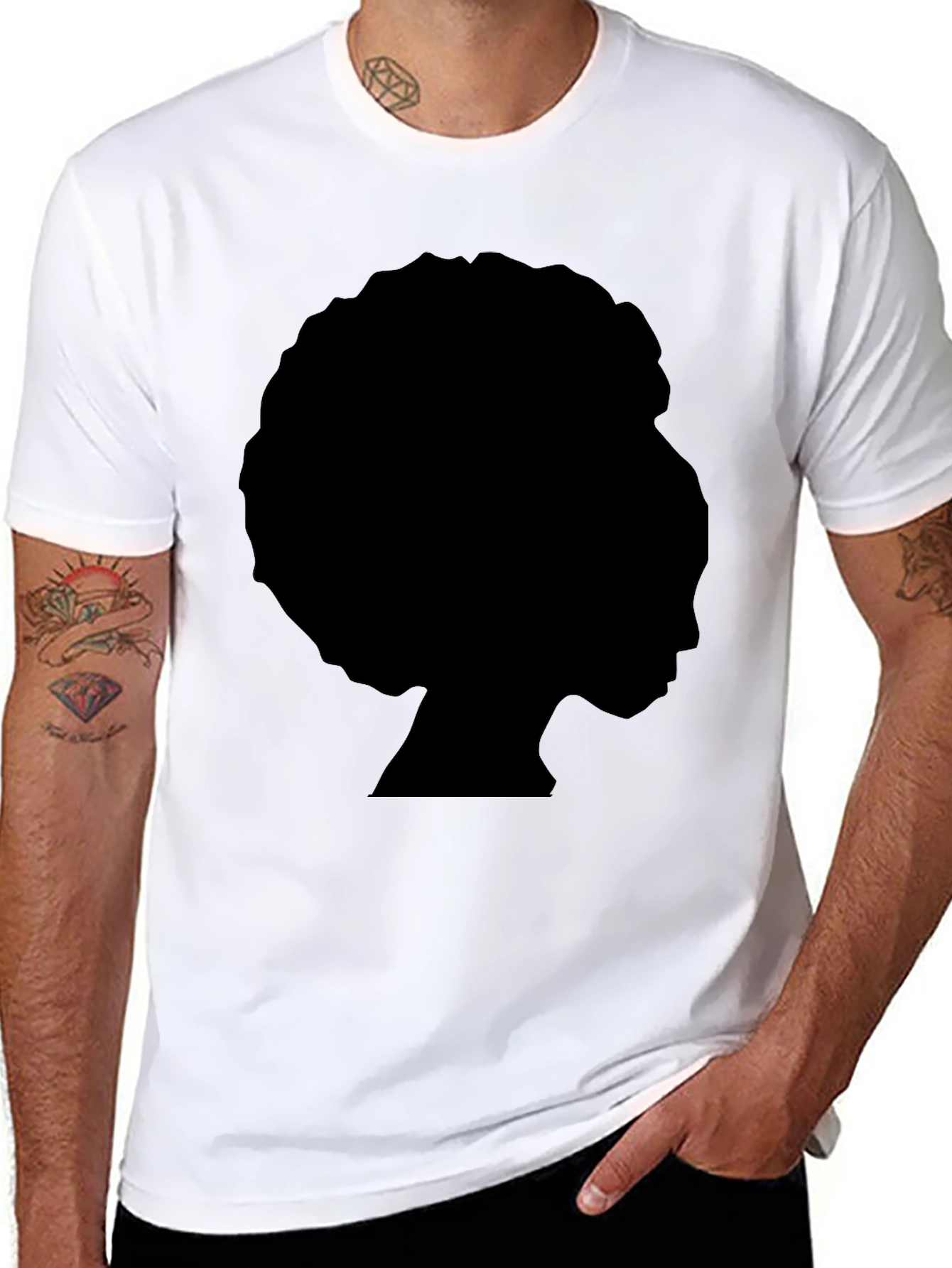 Black Afro Silhouette Graphic Tee - Cool Black T-Shirt view 8
