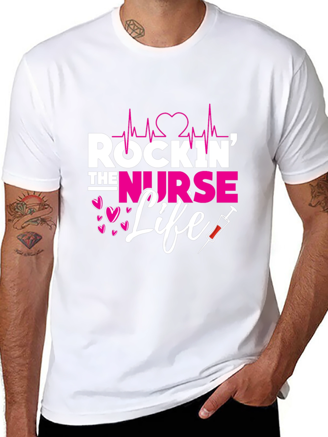 Black Rockin' The Nurse Life Graphic Tee view 8