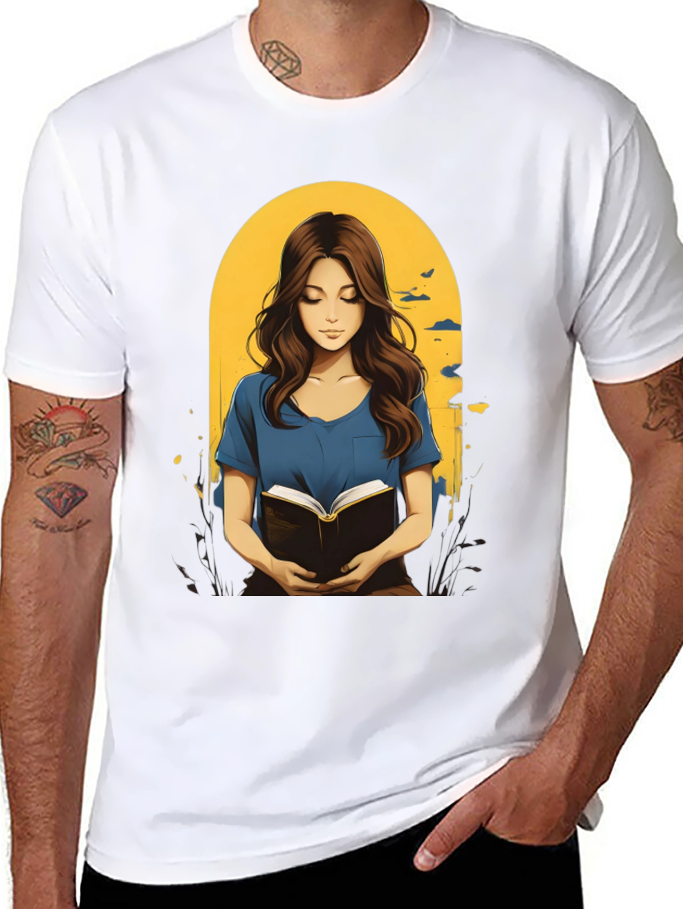 Black Woman Reading Book Graphic Tee - Stylish Casual Top view 8