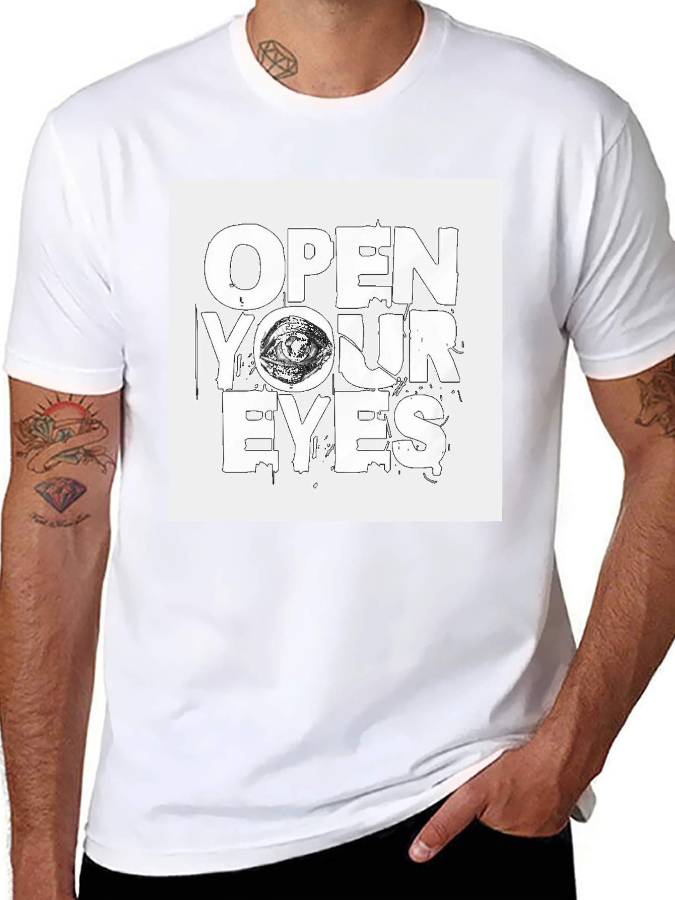 Black Open Your Eyes Graphic T-Shirt view 8