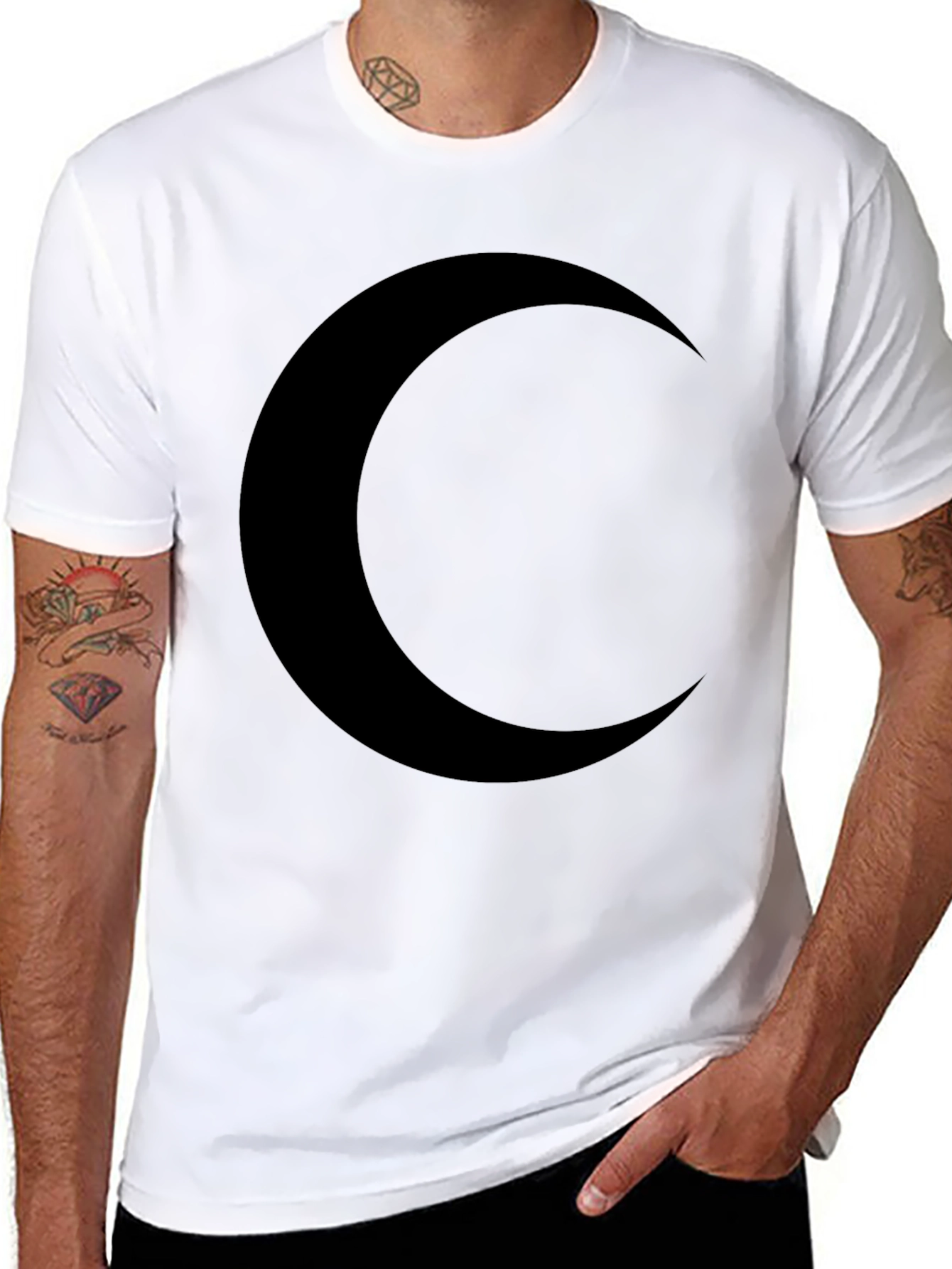 Black Crescent Moon Black T-Shirt - Stylish & Comfortable view 8