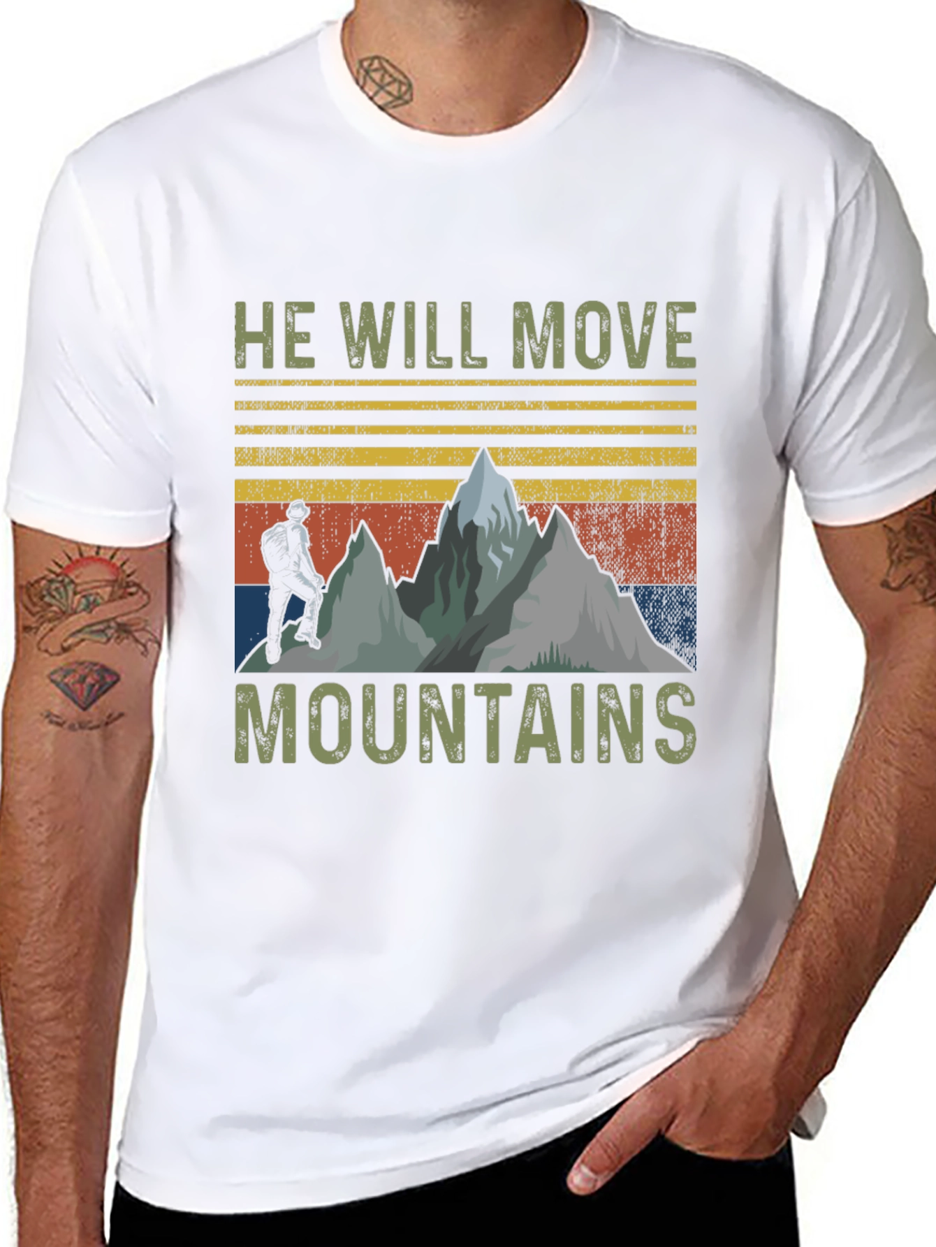 Black He Will Move Mountains Graphic Tee view 8