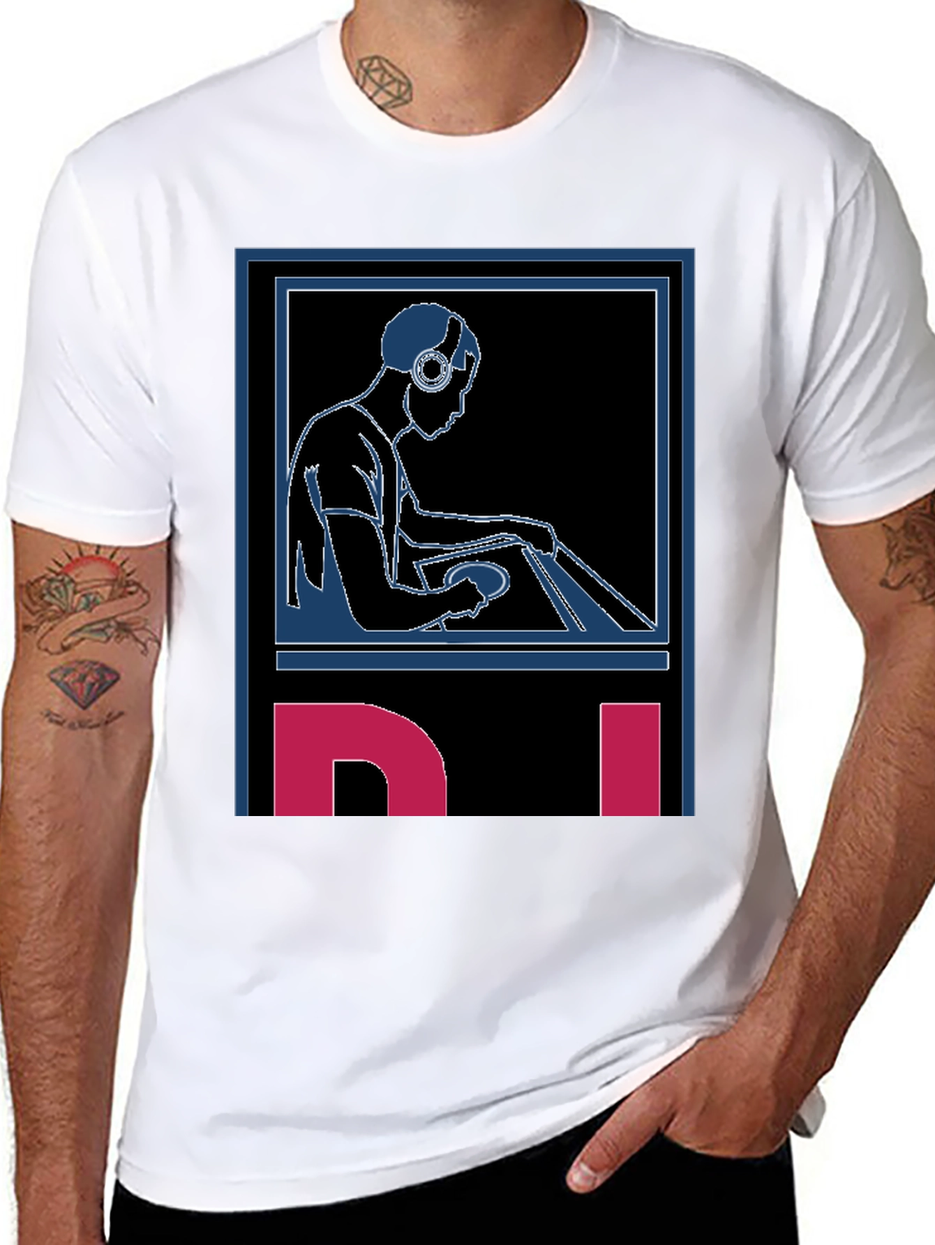 Black DJ Graphic Tee - Black Cotton Blend view 8