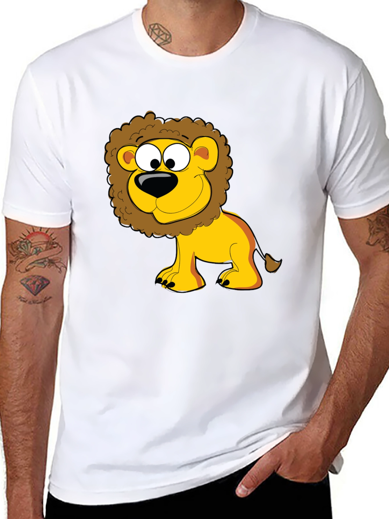 Black Lion Cartoon Graphic Black T-Shirt view 8
