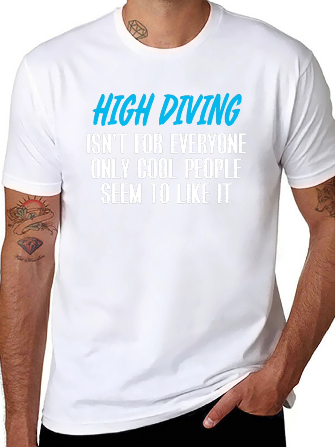 Black High Diving Funny Graphic T-Shirt view 8