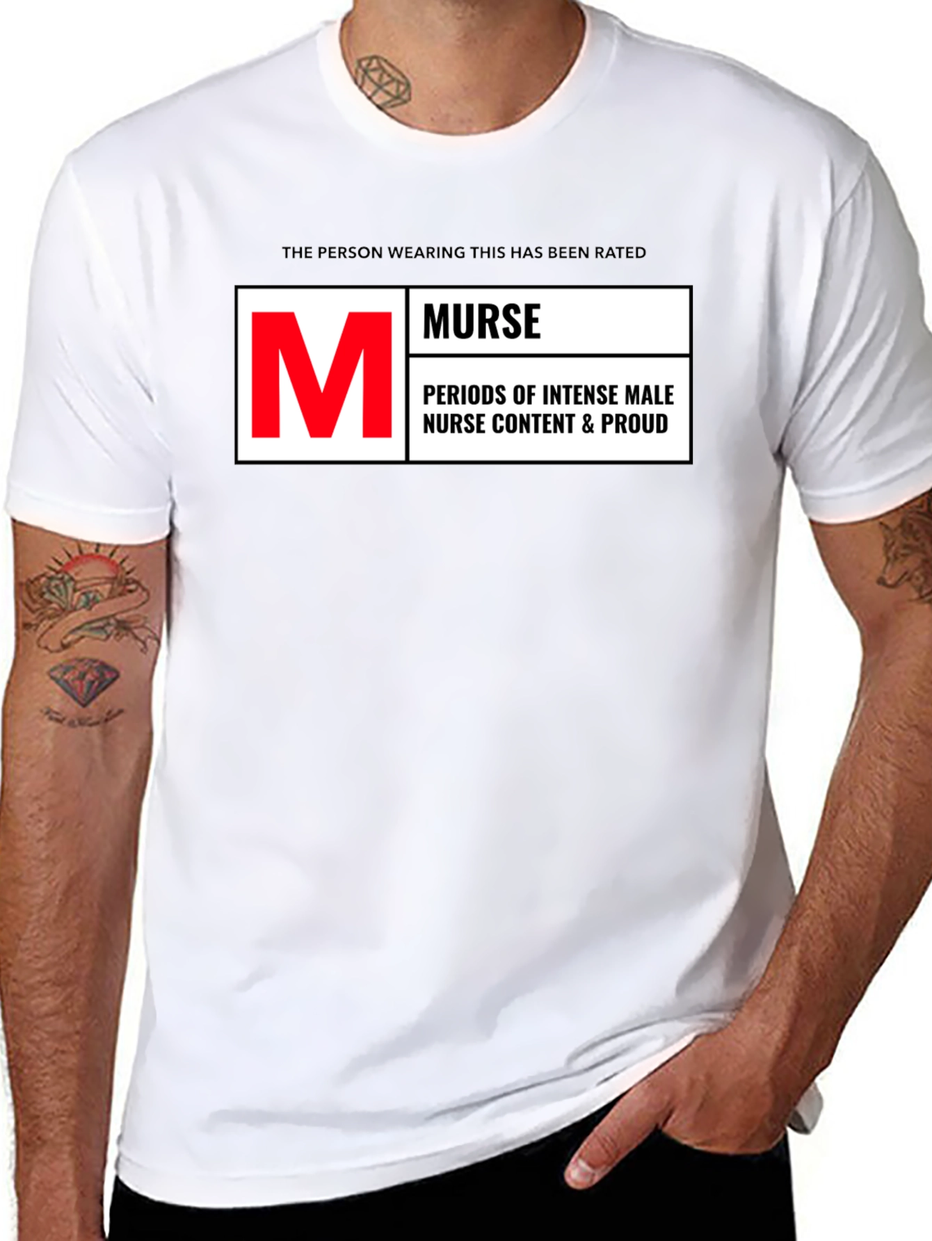 Black Murse T-Shirt: Male Nurse Content view 8