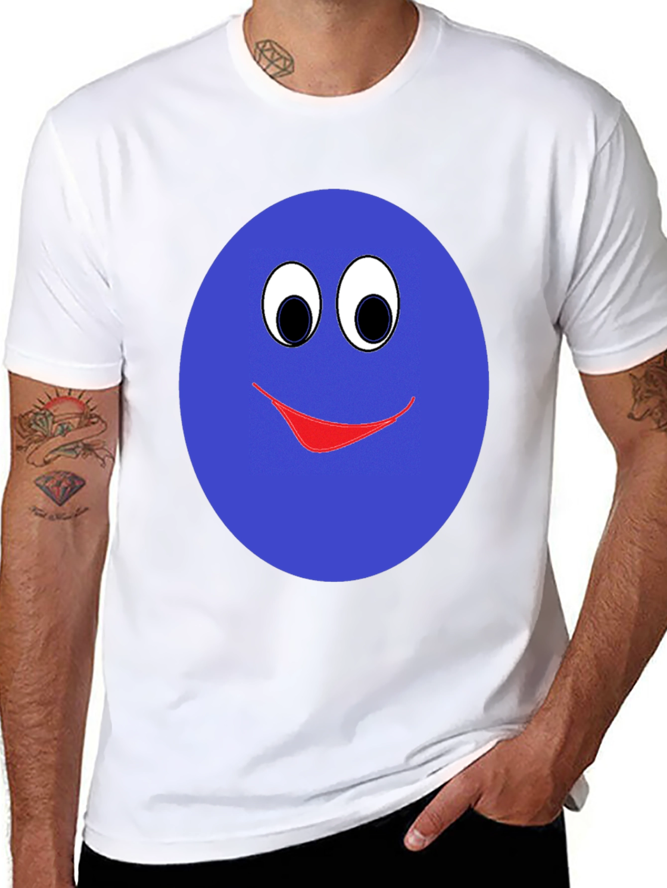 Black Smiley Face Graphic T-Shirt - Blue view 8