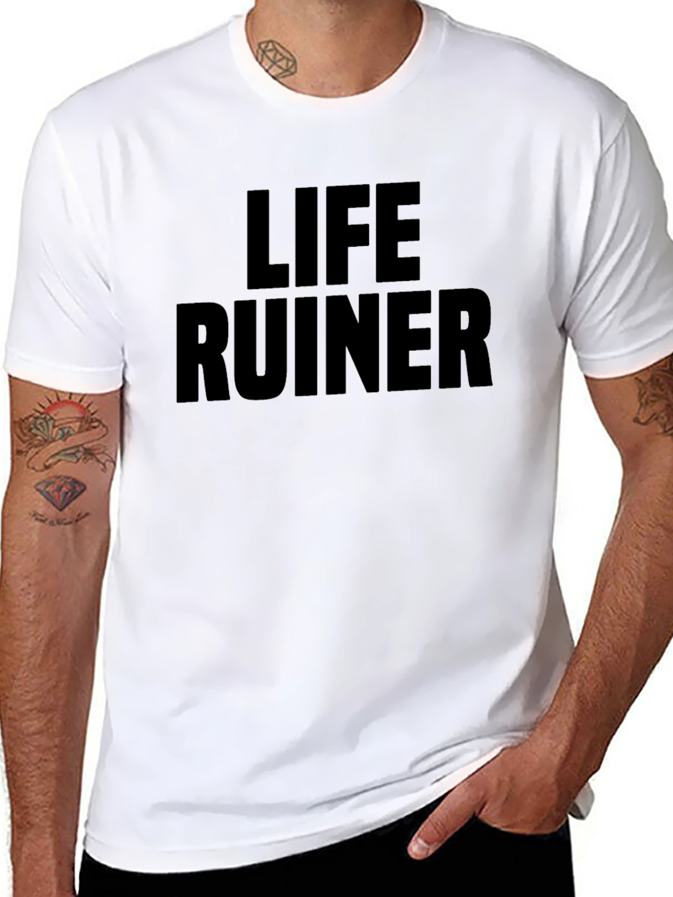 Black Life Ruiner Graphic Tee - Bold Statement T-Shirt view 8