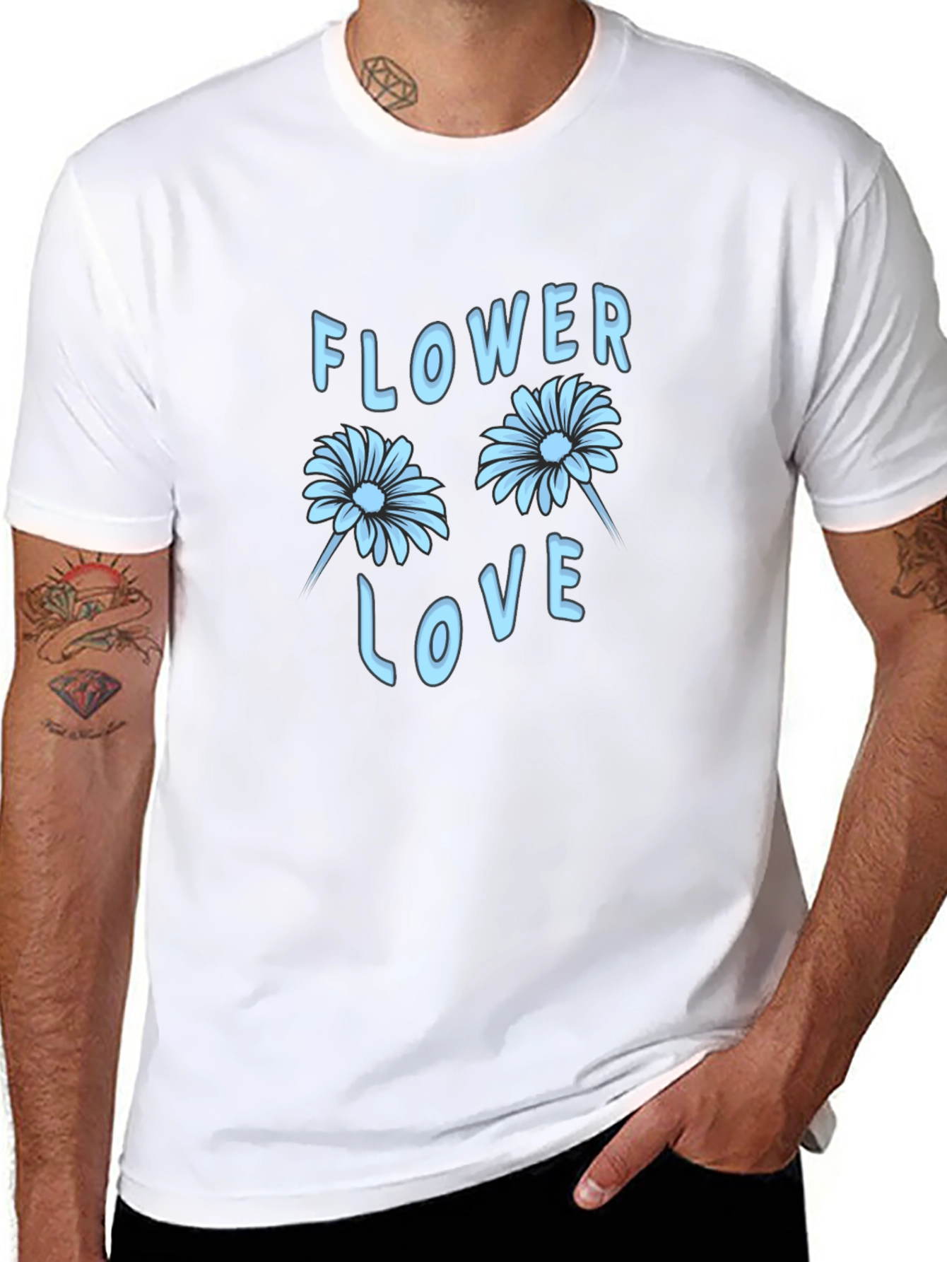 Black Flower Love Graphic Tee - Stylish Black T-Shirt view 8