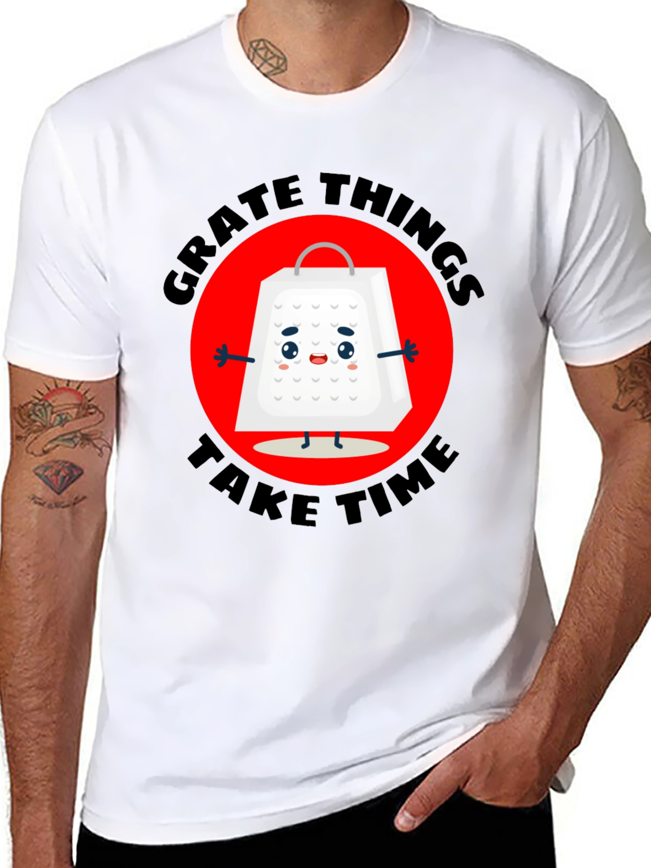 Black Grate Things Take Time T-Shirt view 8