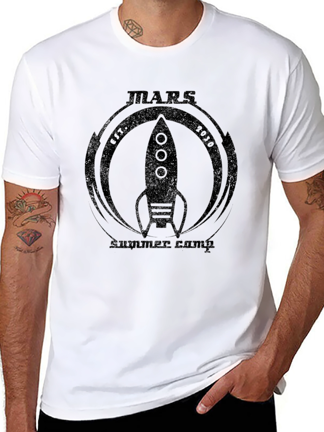 Black Mars Summer Camp Rocket Graphic Tee view 8