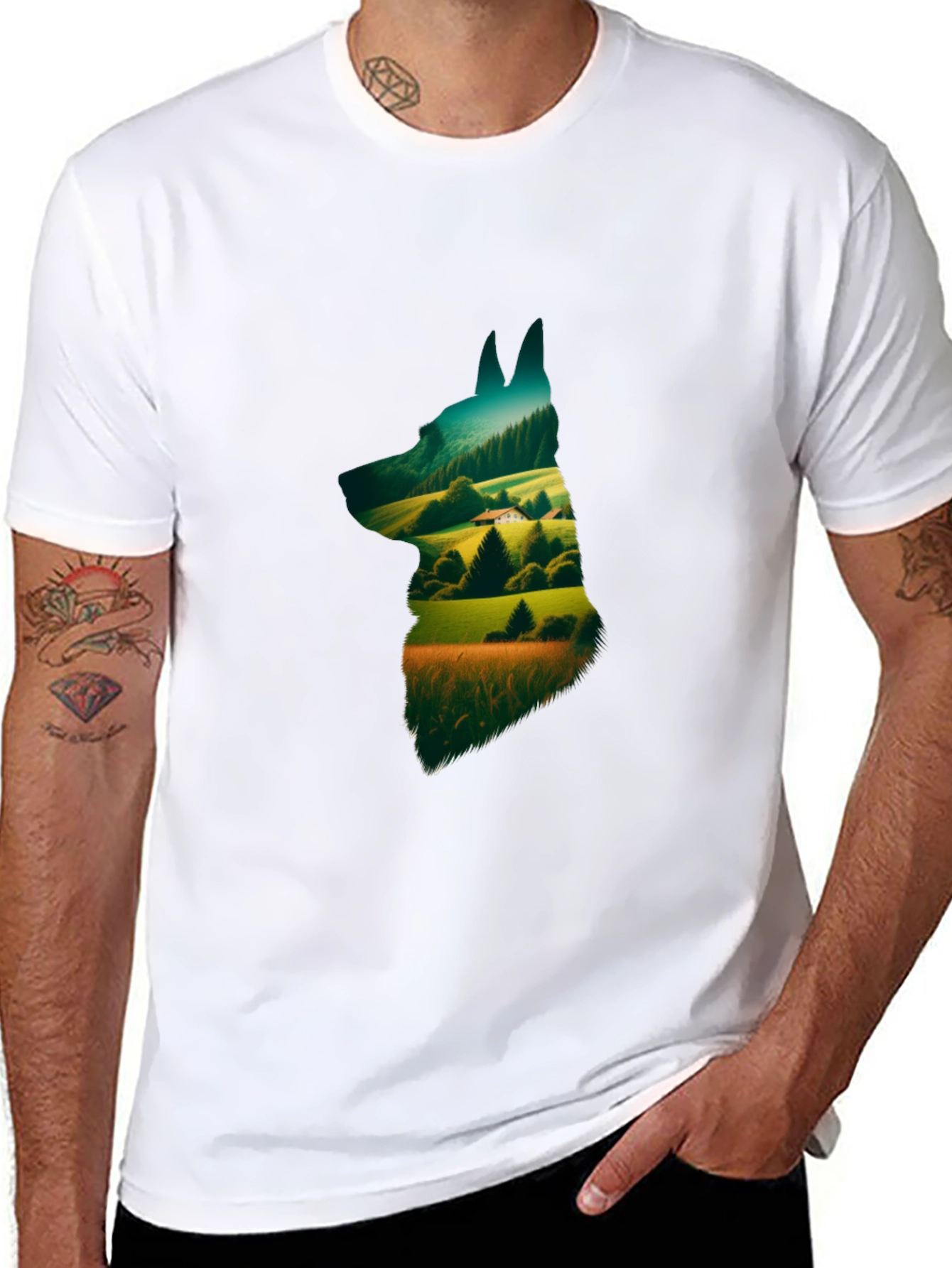 Black Nature Dog Graphic Tee - Stylish Black Cotton Shirt view 8