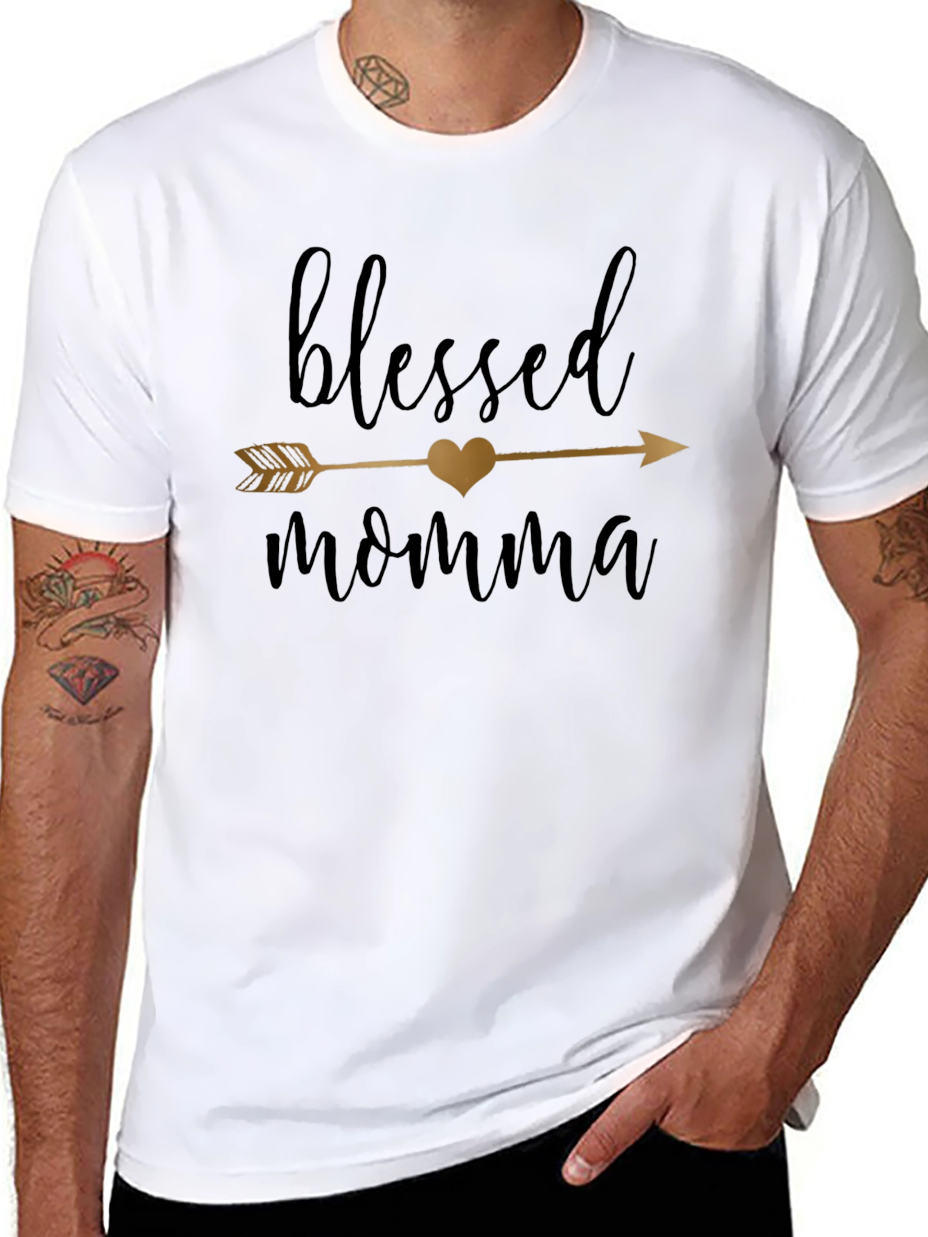 Blessed Momma Arrow Heart T-Shirt - 8