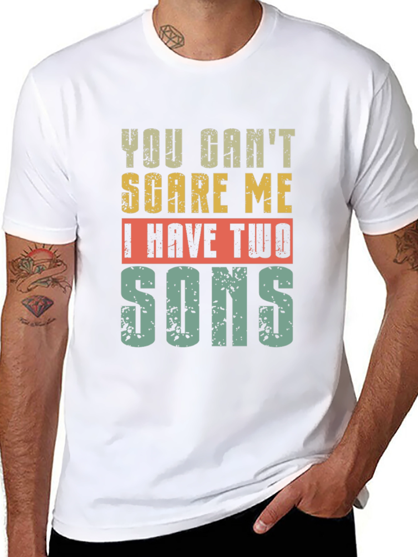 Black You Can't Scare Me I Have Two Sons T-Shirt view 8