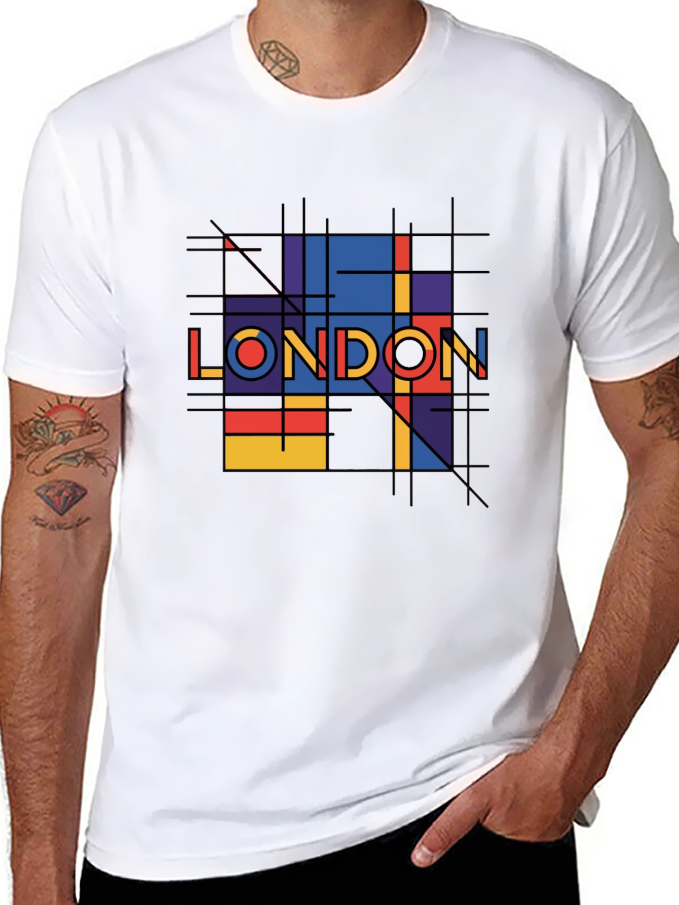 Black Geometric London Graphic Tee - Black view 8