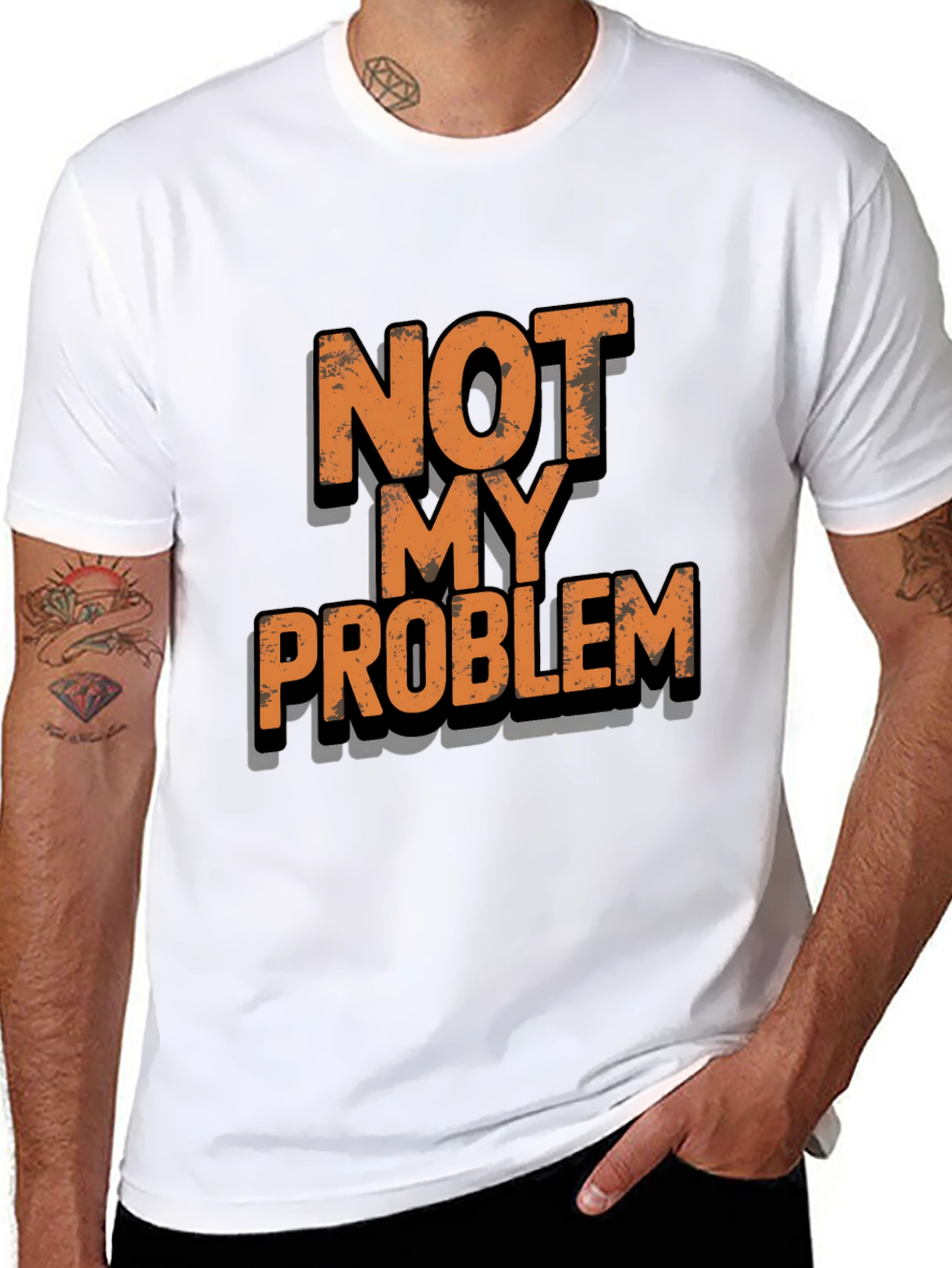 Black Not My Problem Funny T-Shirt view 8
