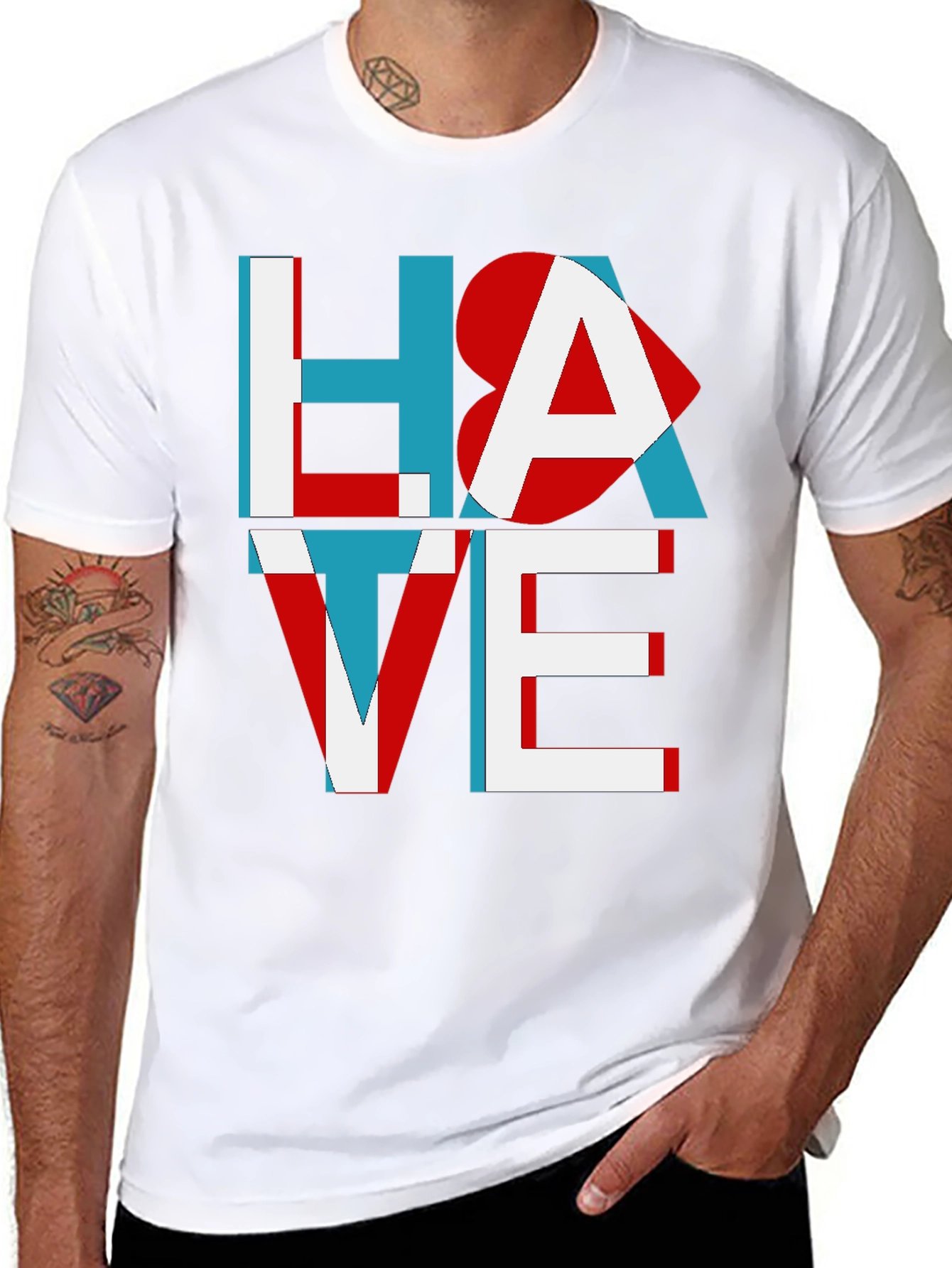 Black Hate Love Graphic Tee - Unisex Cotton T-Shirt view 8