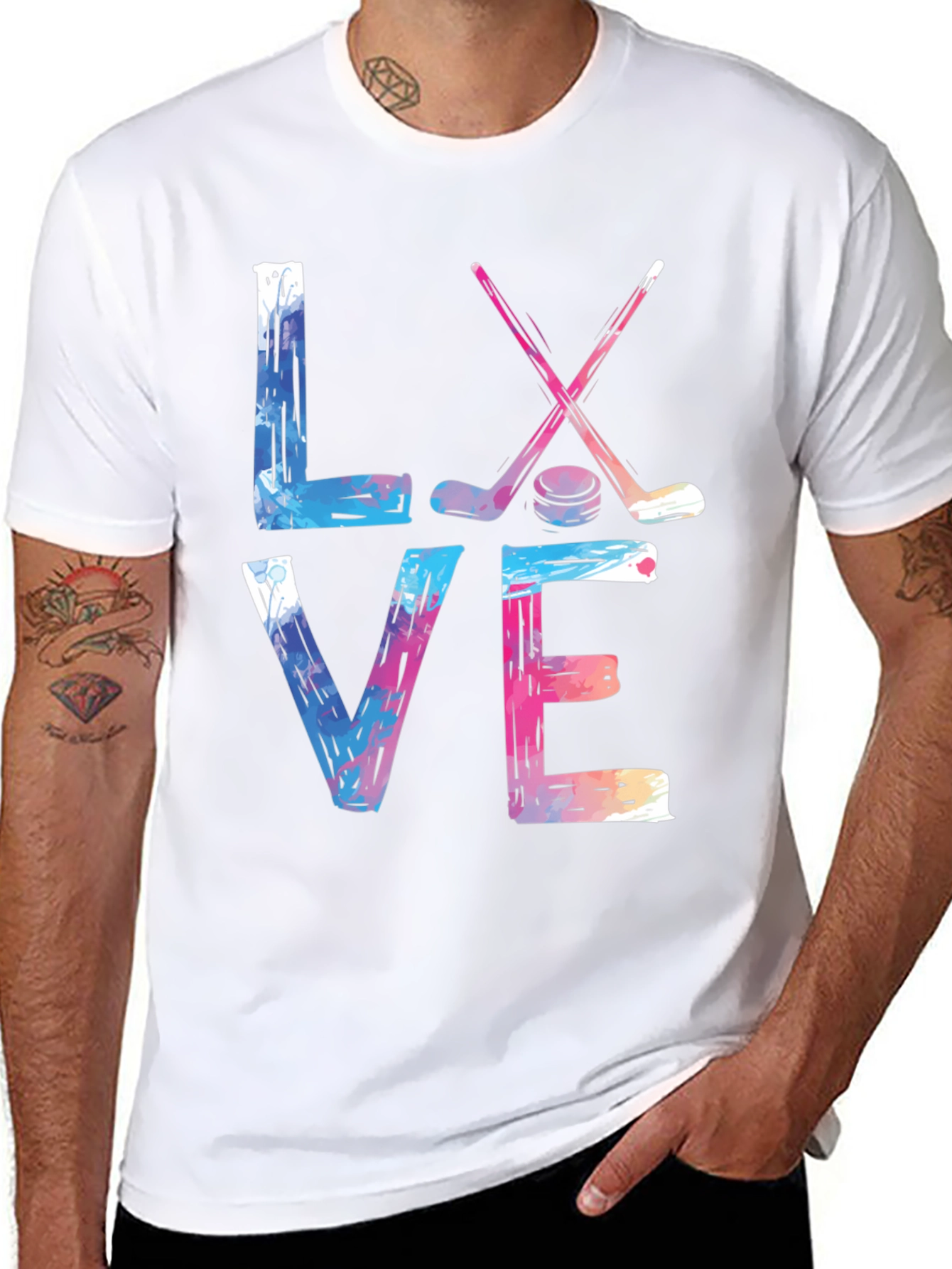 Black Love Hockey Graphic T-Shirt view 8