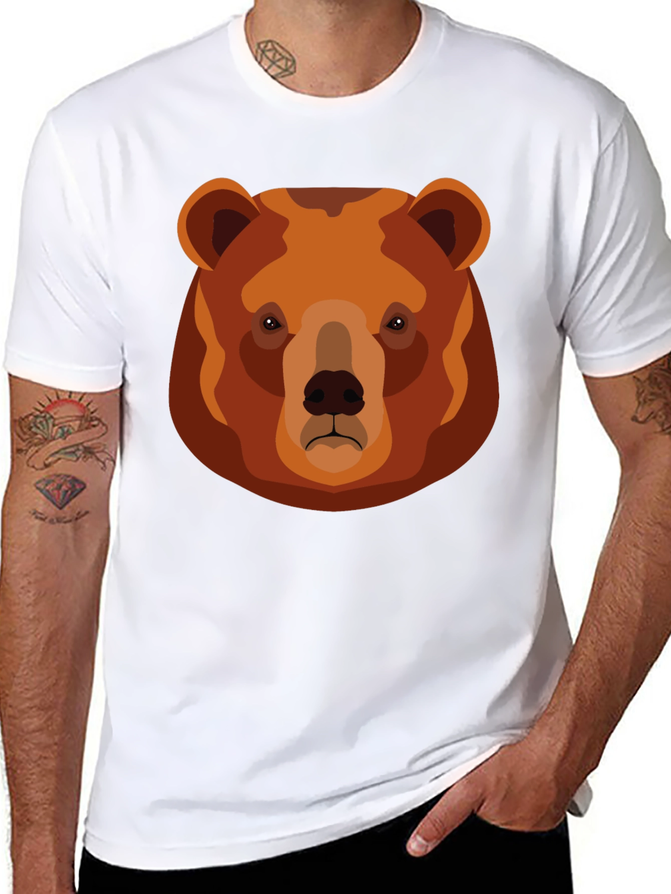 Black Grizzly Bear Graphic T-Shirt - Black Cotton Tee view 8