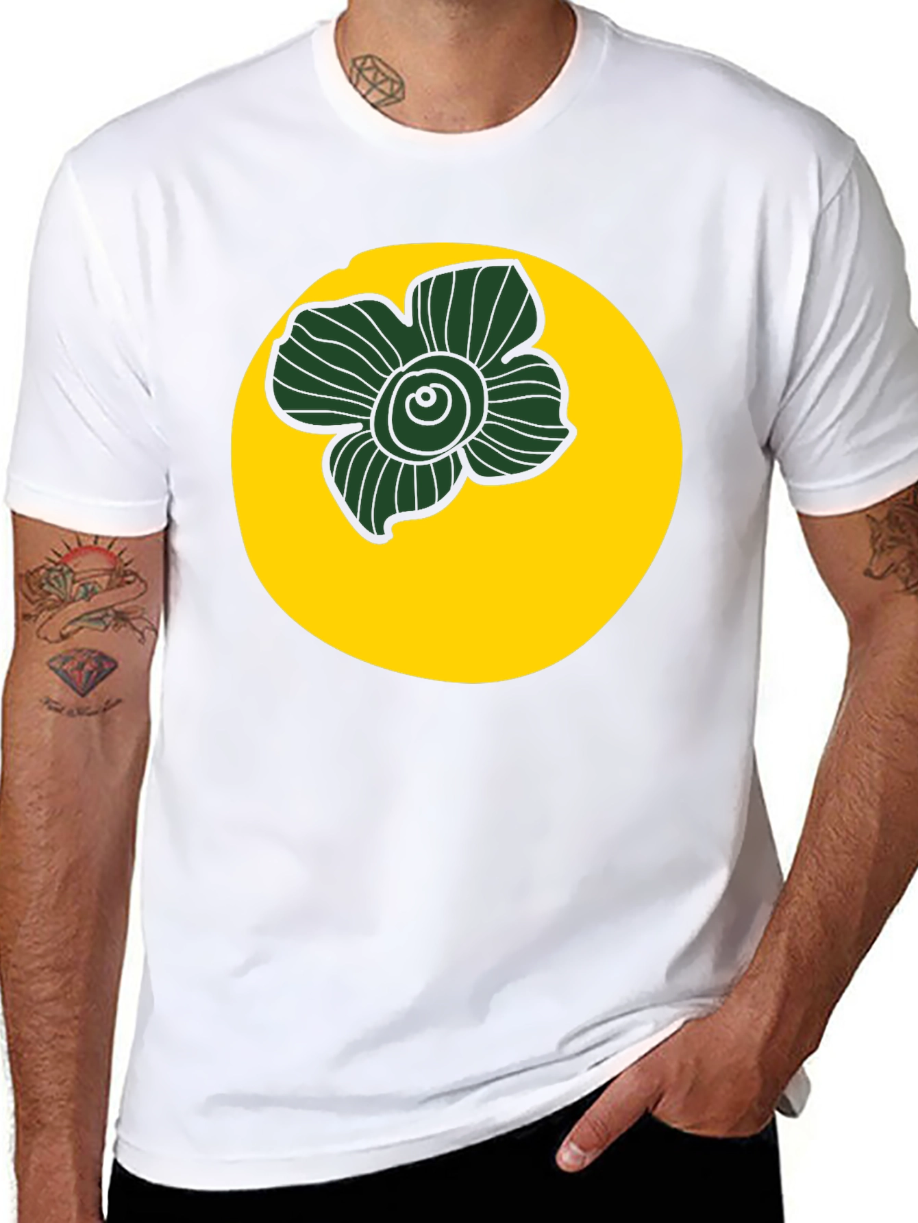 Black Black Tee with Floral Circle Graphic view 8