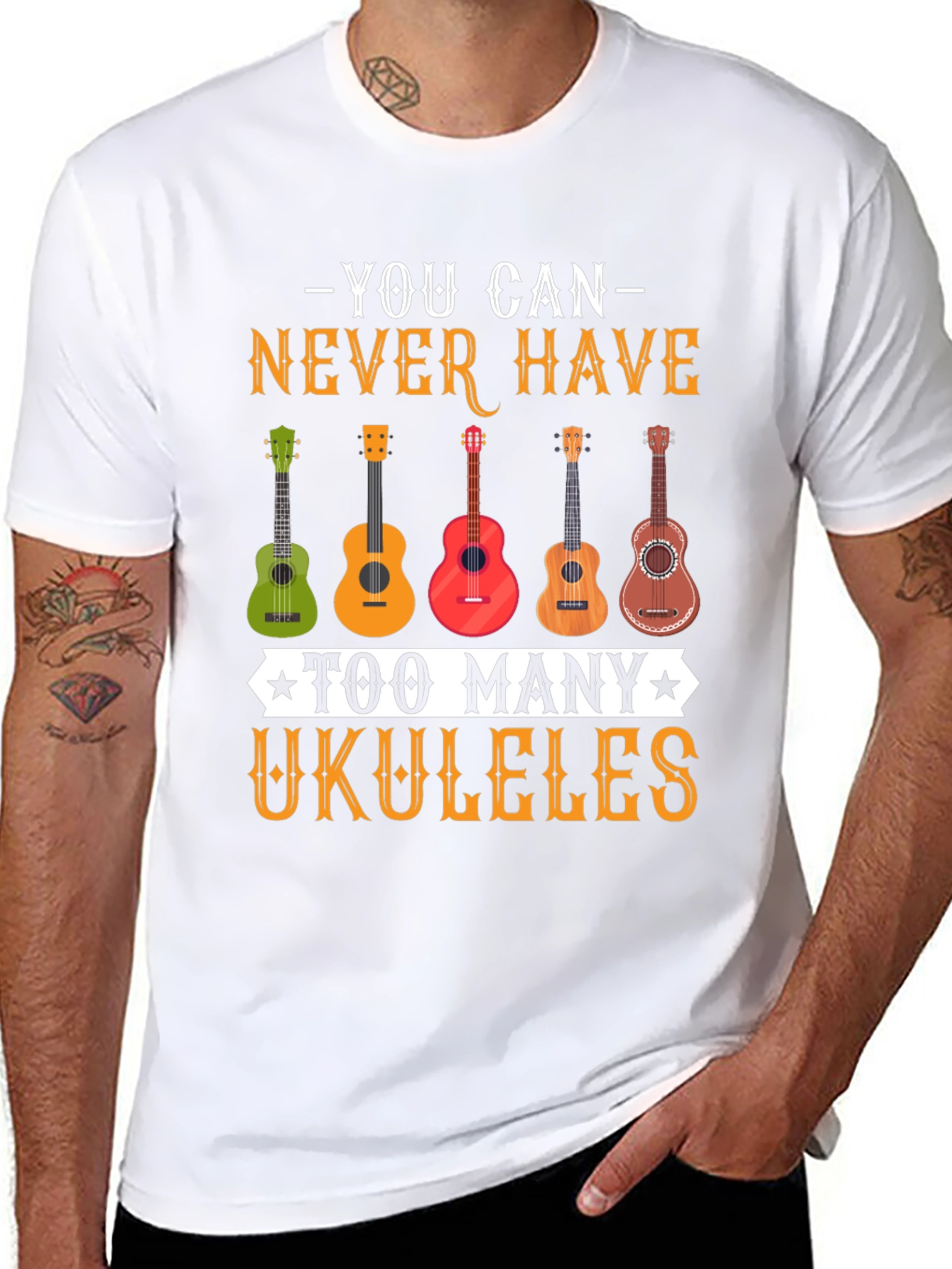 Black Ukulele Lover Tee - Never Have Too Many Ukuleles! view 8