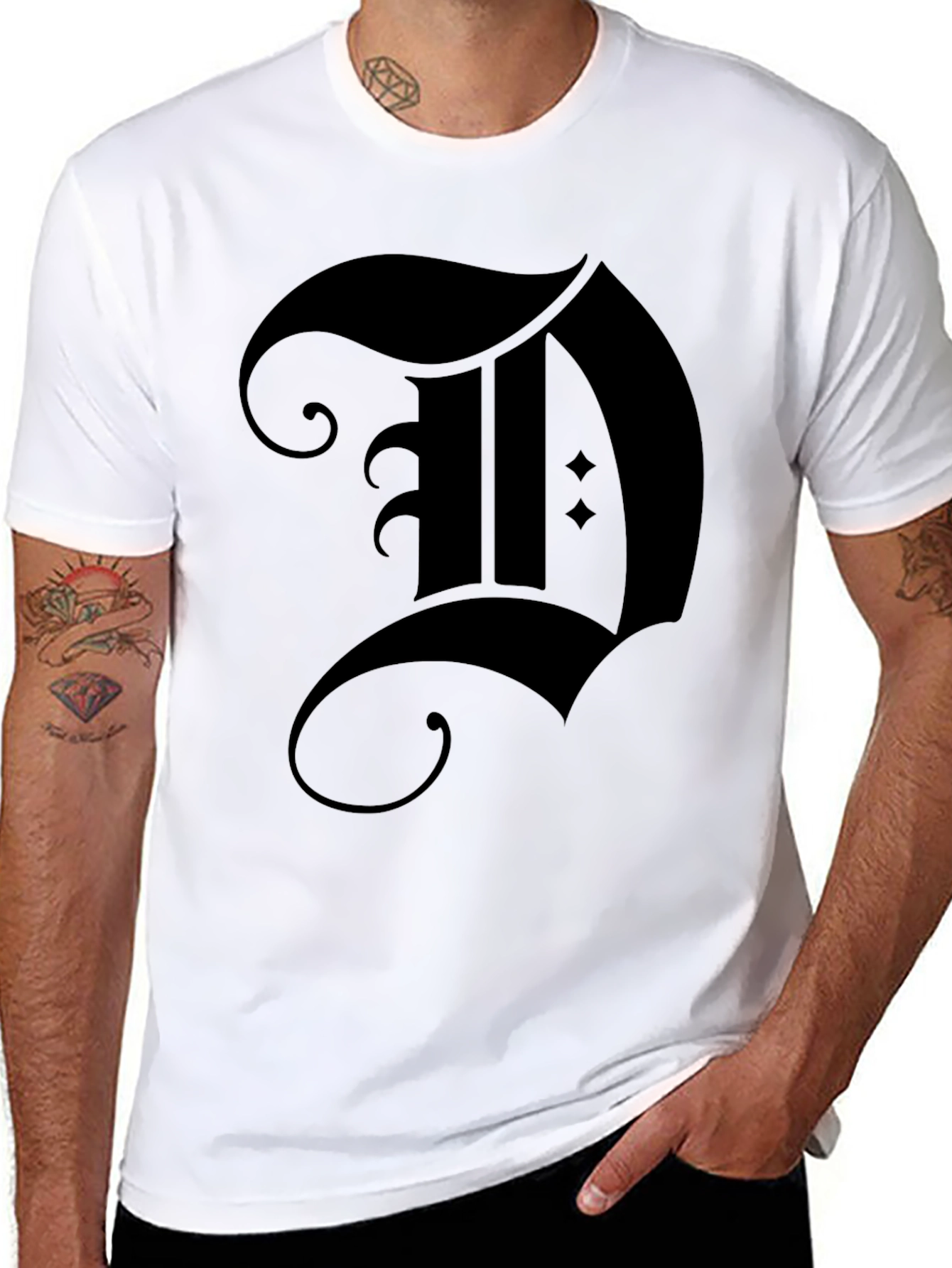Black Gothic "D" Black Graphic Tee view 8