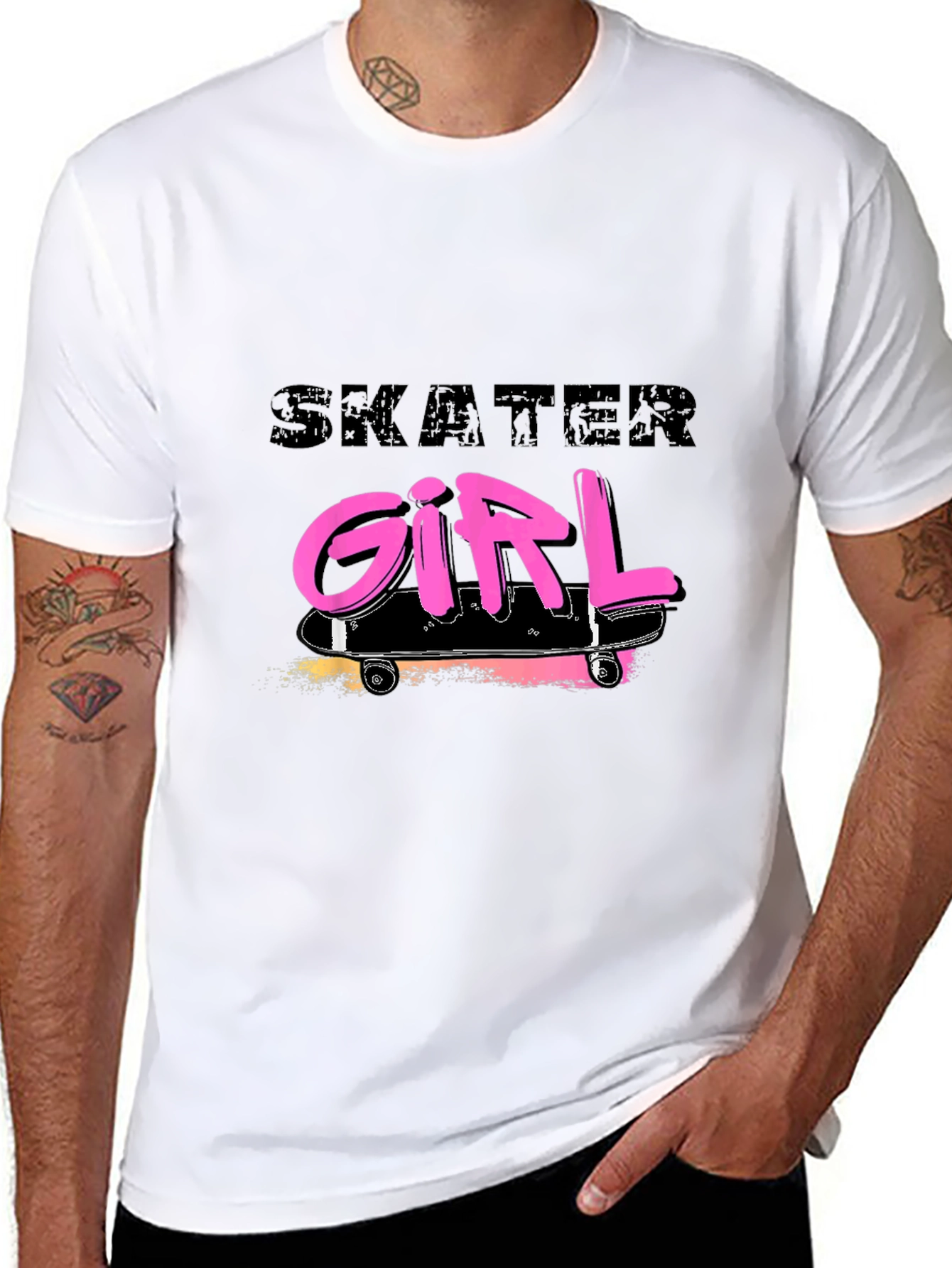 Black Skater Girl Graphic Tee - Black Cotton Blend Shirt view 8