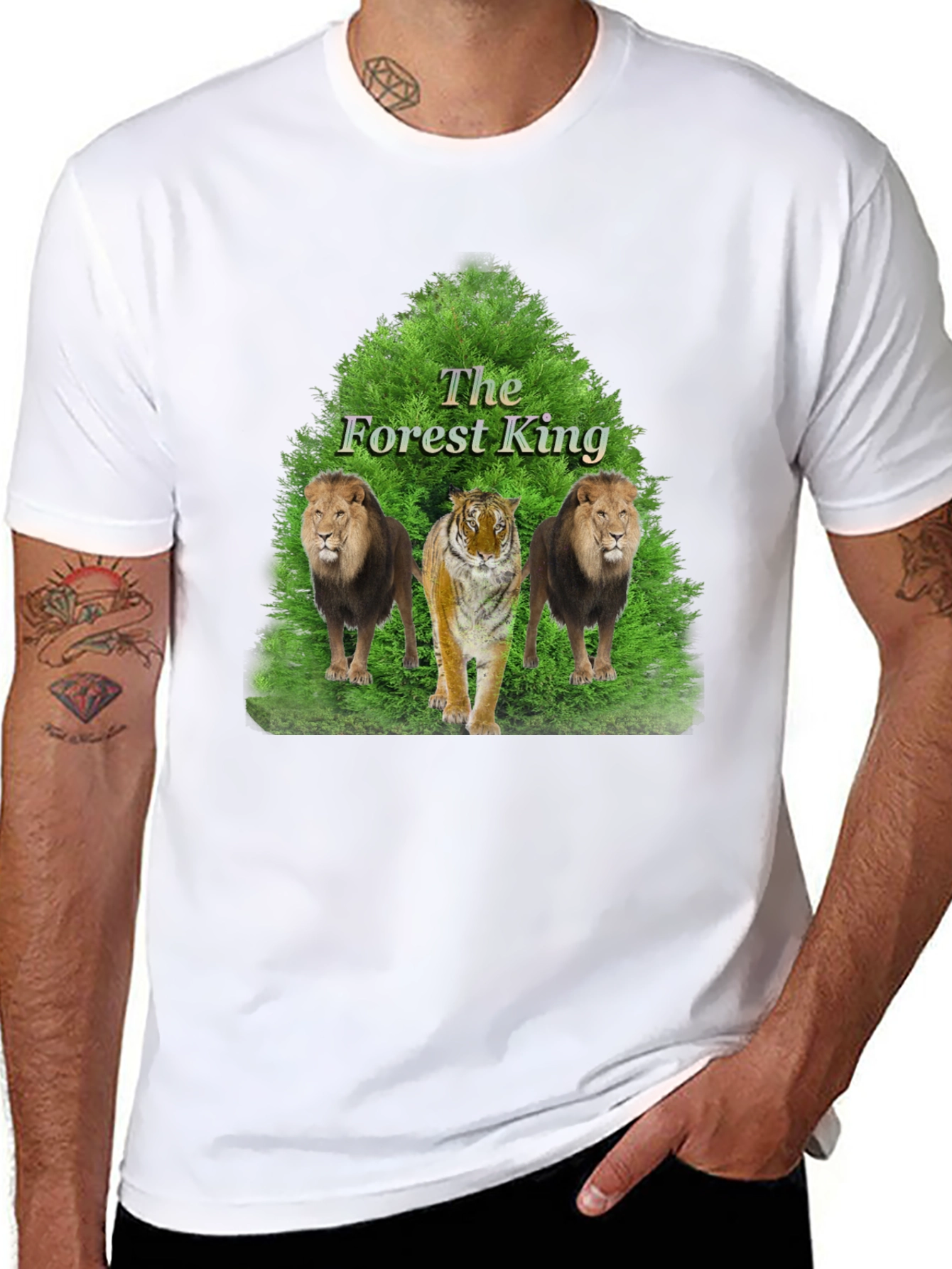 Black Forest King Graphic Tee - Lion & Tiger T-Shirt view 8